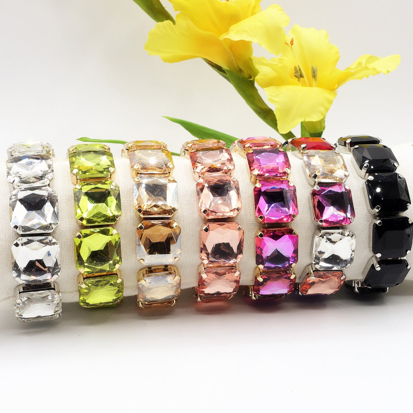 MARGOT SQUARE -Bracciale Elasticizzato con pietre sfaccettate - LUCE COLLECTION