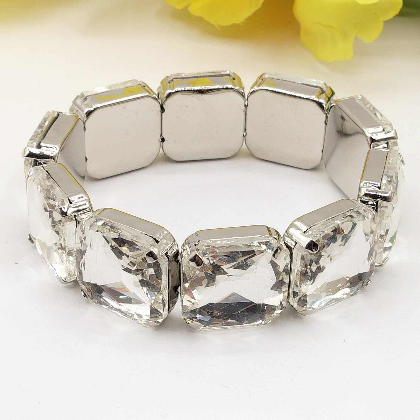 MARGOT SQUARE -Bracciale Elasticizzato con pietre sfaccettate - LUCE COLLECTION