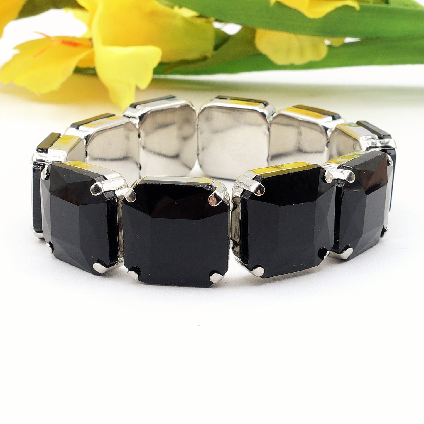 MARGOT SQUARE -Bracciale Elasticizzato con pietre sfaccettate - LUCE COLLECTION