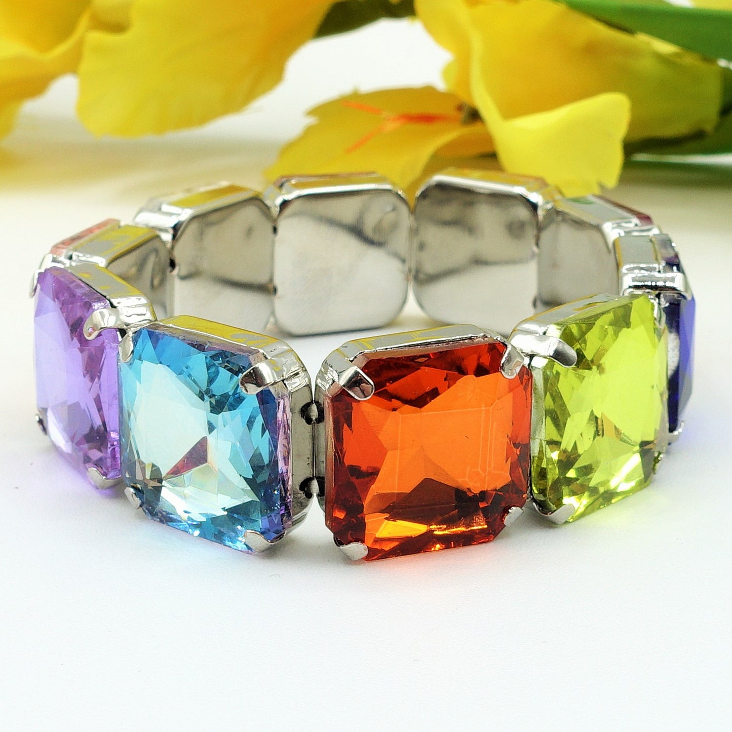MARGOT SQUARE -Bracciale Elasticizzato con pietre sfaccettate - LUCE COLLECTION