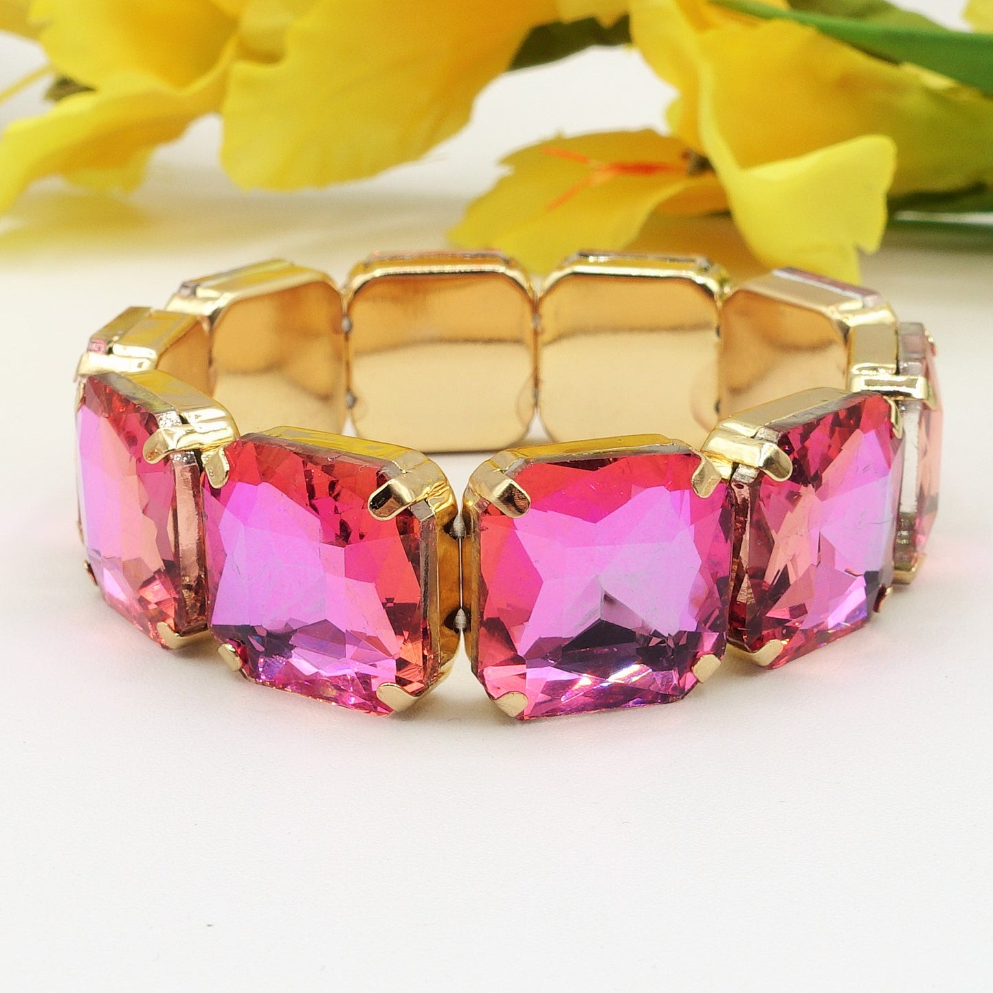MARGOT SQUARE -Bracciale Elasticizzato con pietre sfaccettate - LUCE COLLECTION