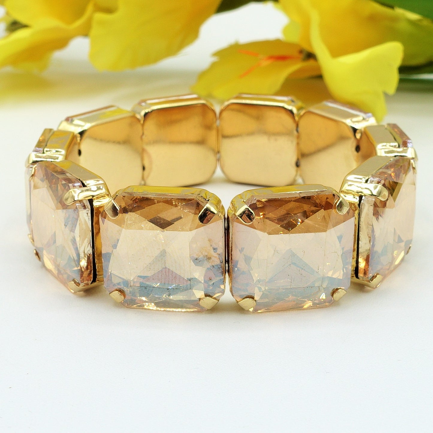 MARGOT SQUARE -Bracciale Elasticizzato con pietre sfaccettate - LUCE COLLECTION