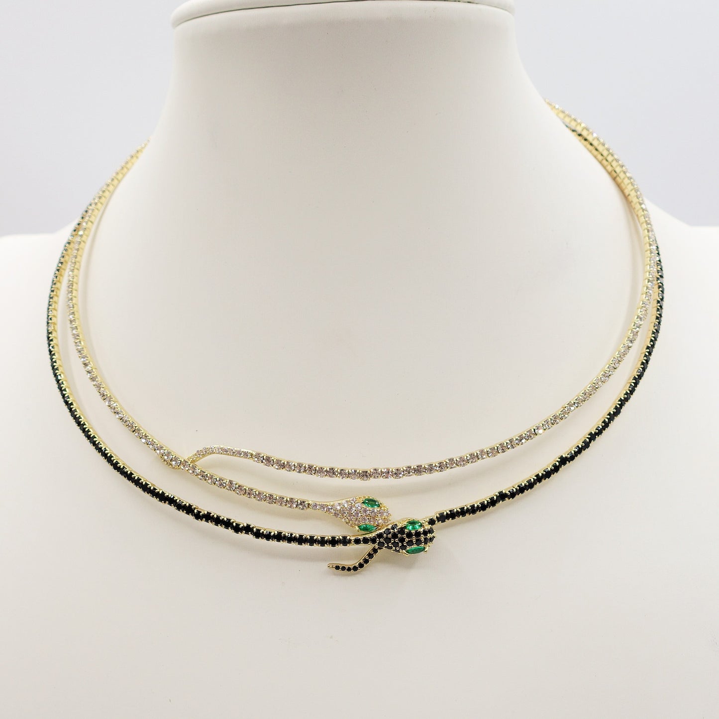 ONYX - collier snake con cubic zirconia