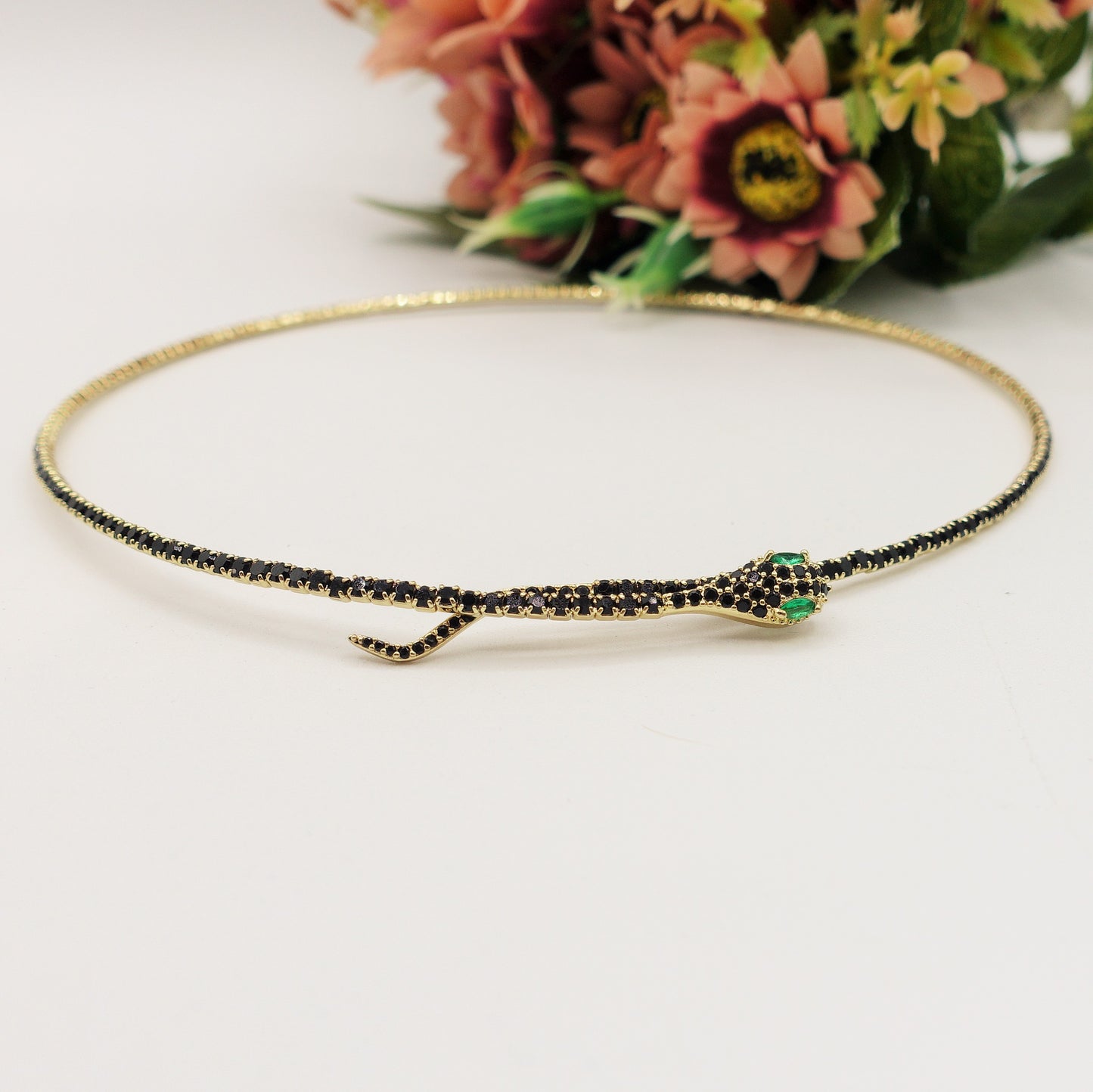 ONYX - collier snake con cubic zirconia