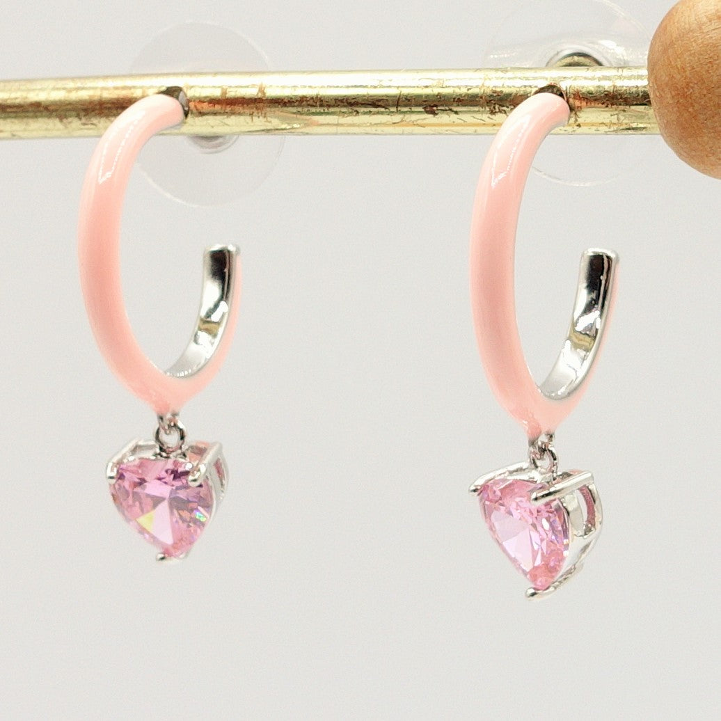 Cherie Fluo hoops- Orecchini a cerchio smaltati con cuore colorato