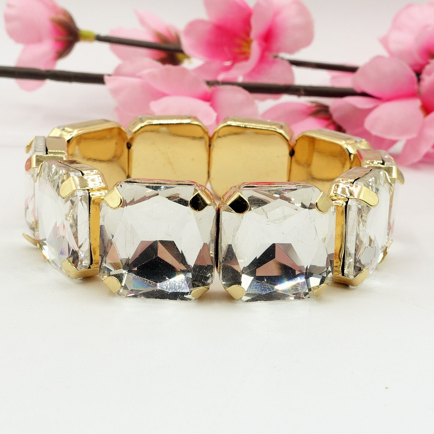 MARGOT SQUARE -Bracciale Elasticizzato con pietre sfaccettate - LUCE COLLECTION