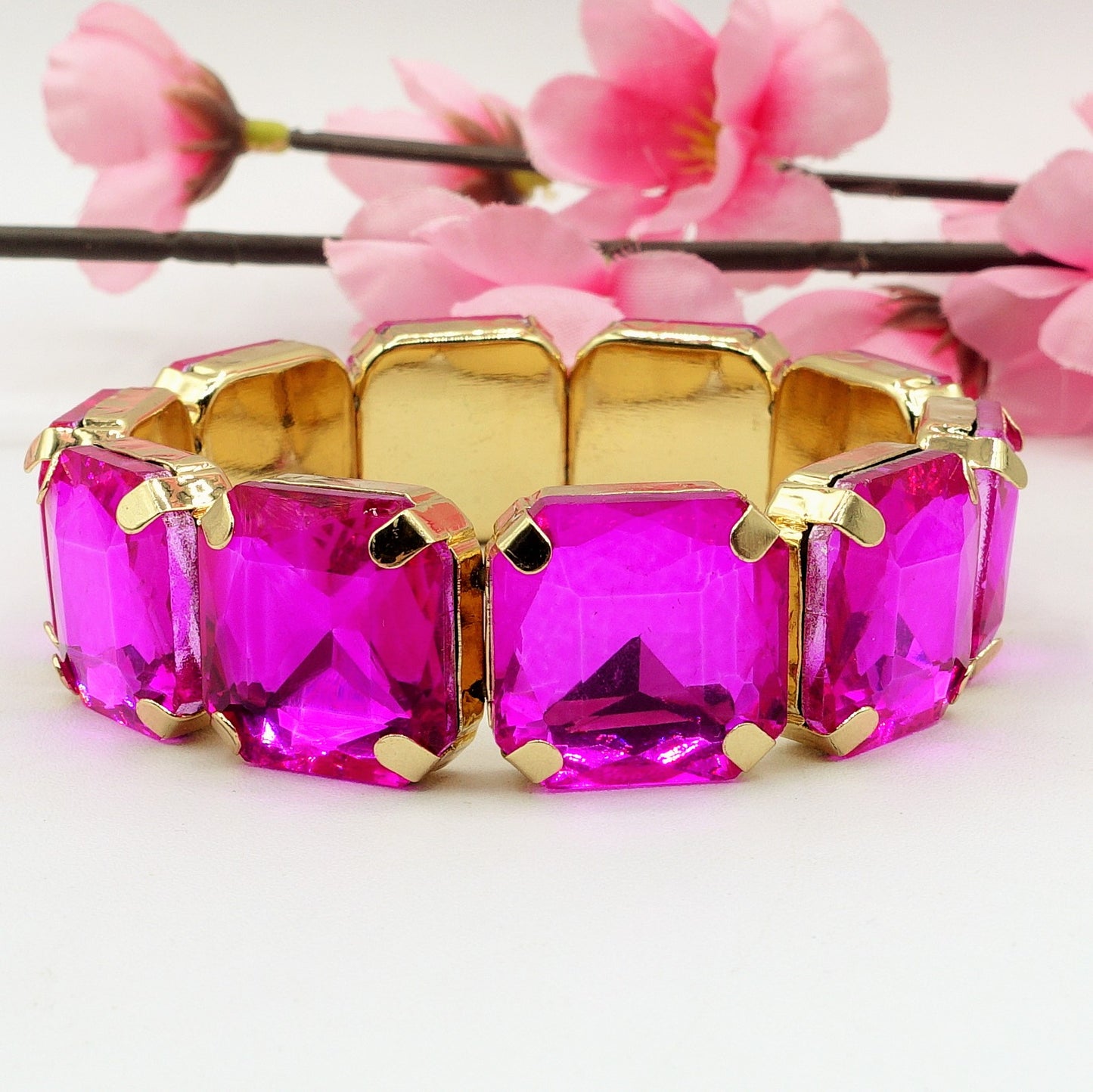 MARGOT SQUARE -Bracciale Elasticizzato con pietre sfaccettate - LUCE COLLECTION