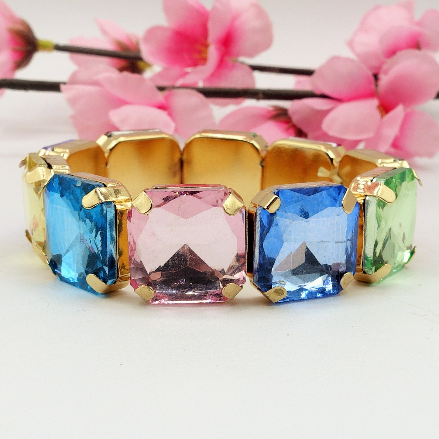 MARGOT SQUARE -Bracciale Elasticizzato con pietre sfaccettate - LUCE COLLECTION