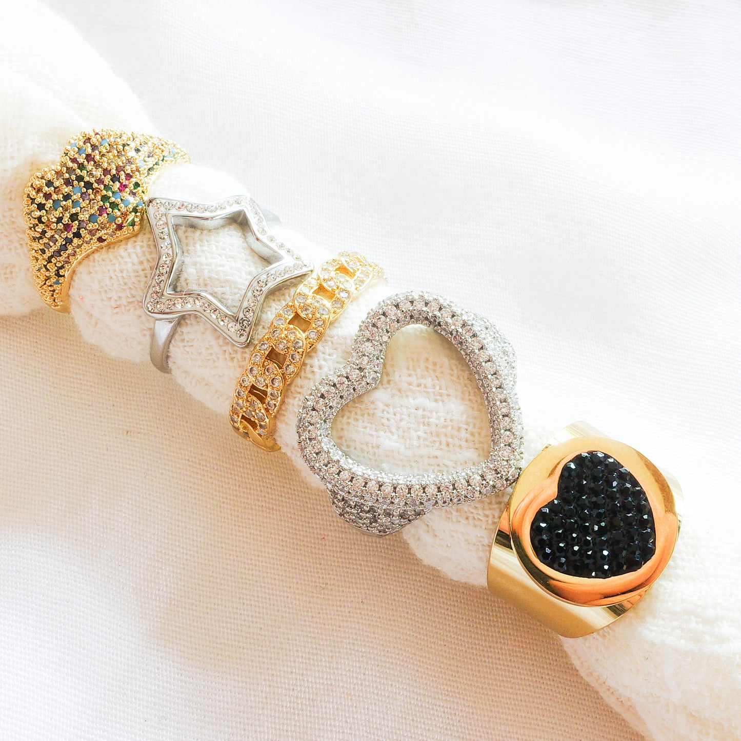 GEMMA ~ chevalier Stainless Steel heart ring-Adjustable size