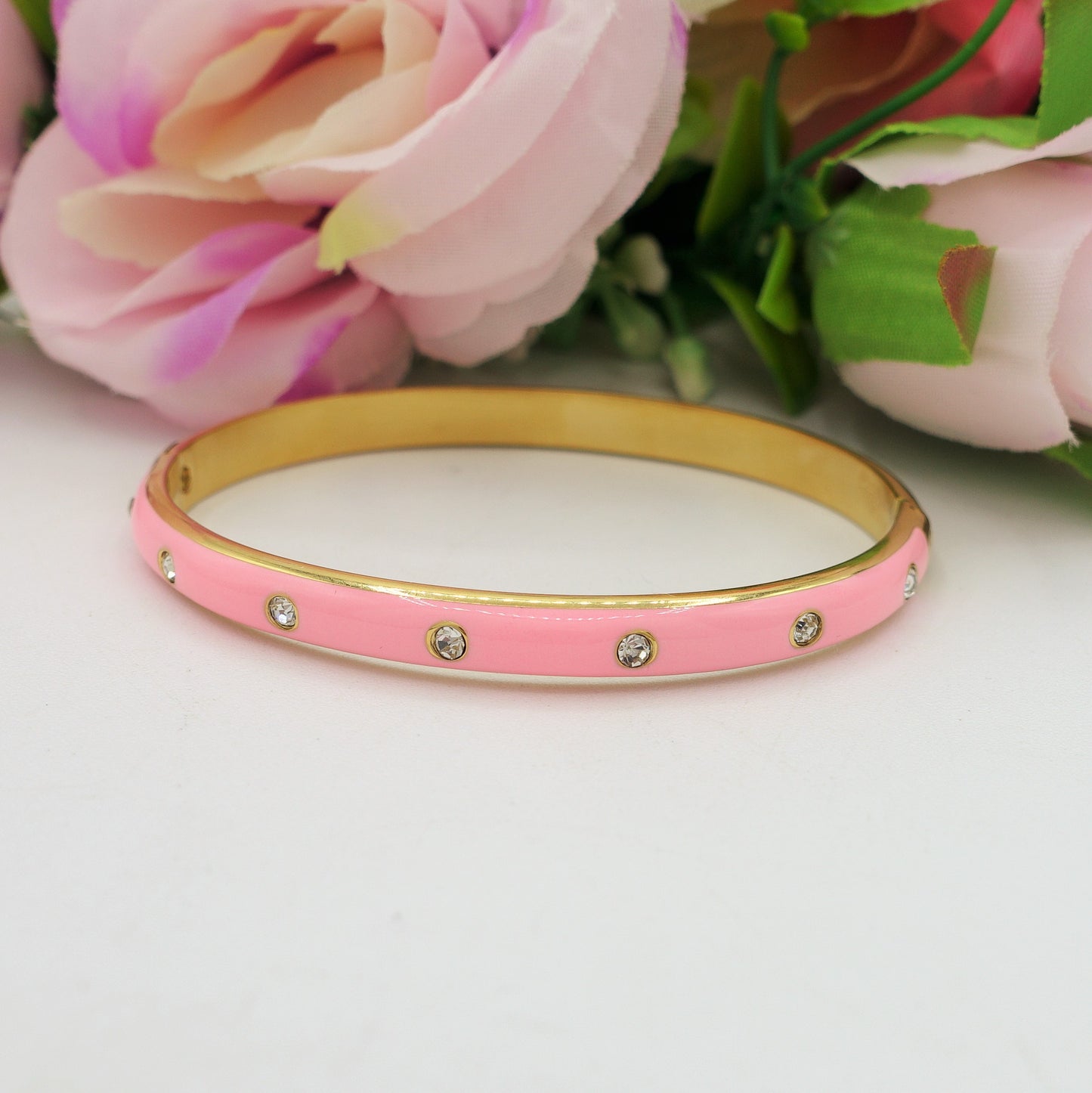 RIO ~ Acciaio Inossidabile - Bracciale manetta smaltato con cubic zirconia
