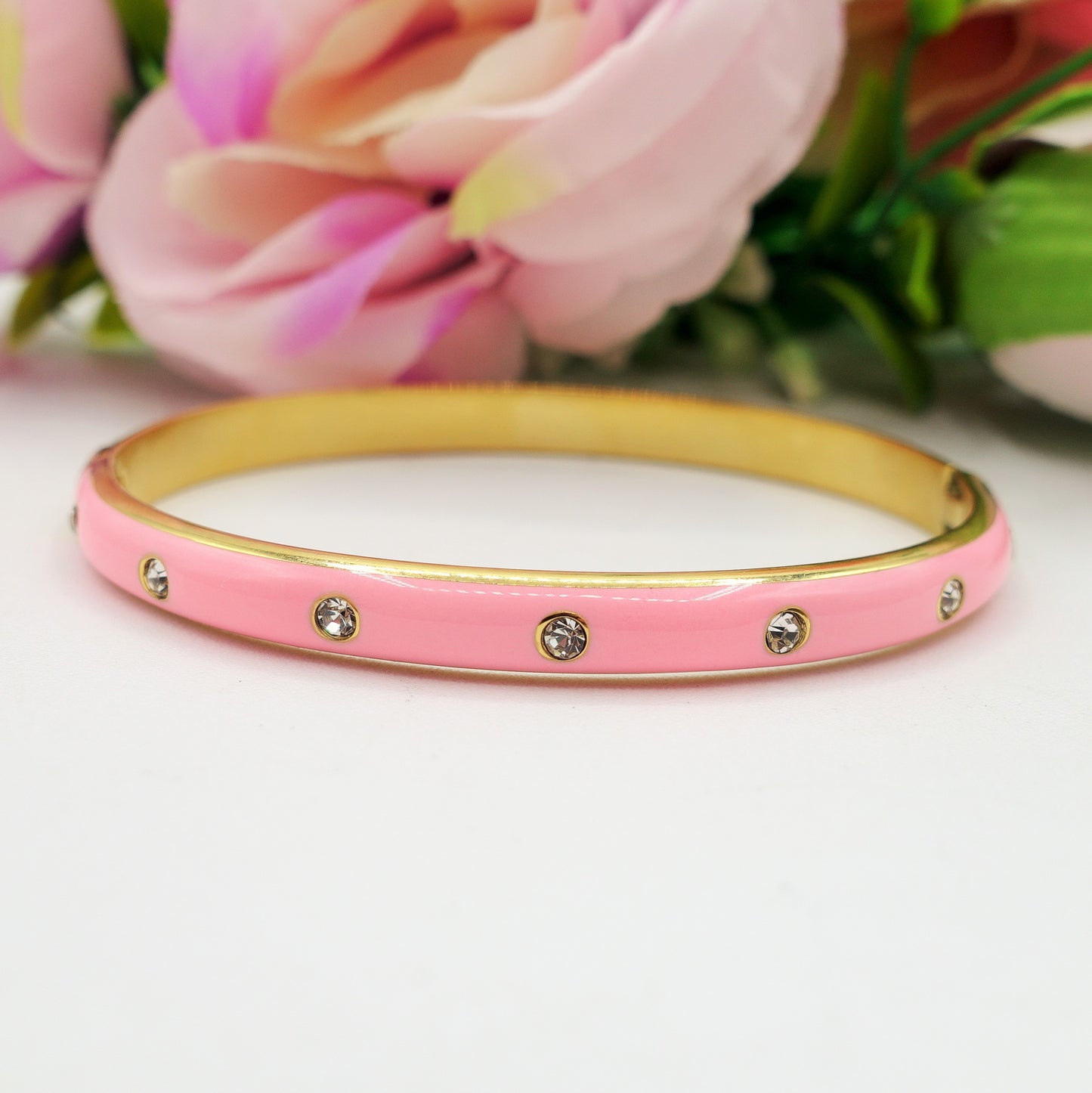 RIO ~ Acciaio Inossidabile - Bracciale manetta smaltato con cubic zirconia