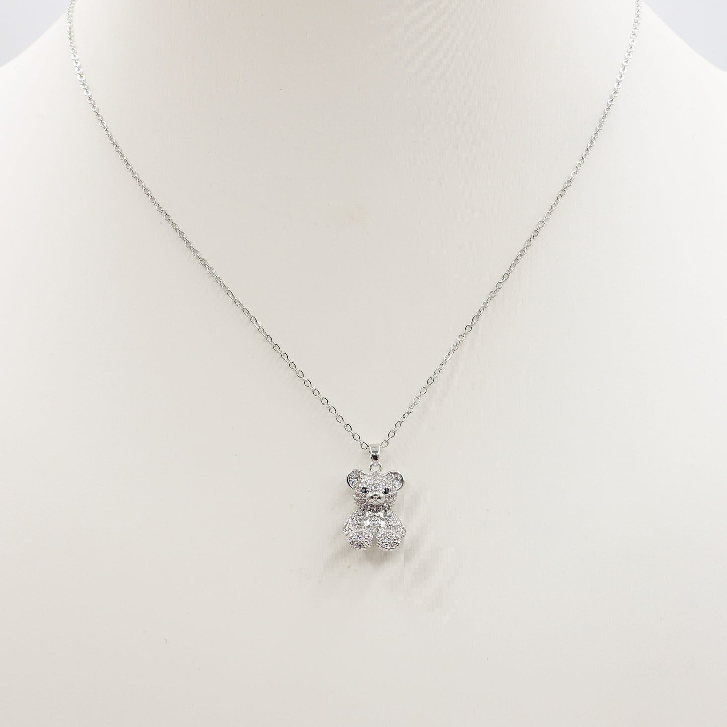 PADDINGTON - ACCIAIO INOSSIDABILE- collana con pendente orsetto in cubic zirconia