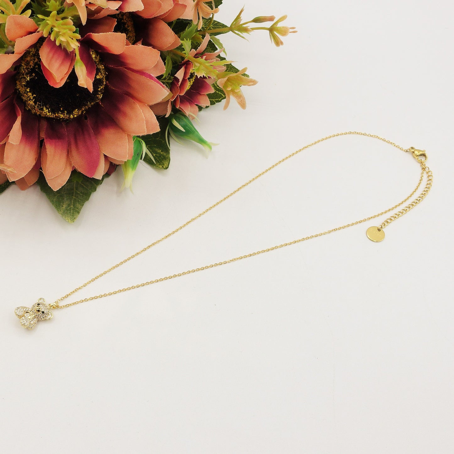 PADDINGTON - ACCIAIO INOSSIDABILE- collana con pendente orsetto in cubic zirconia