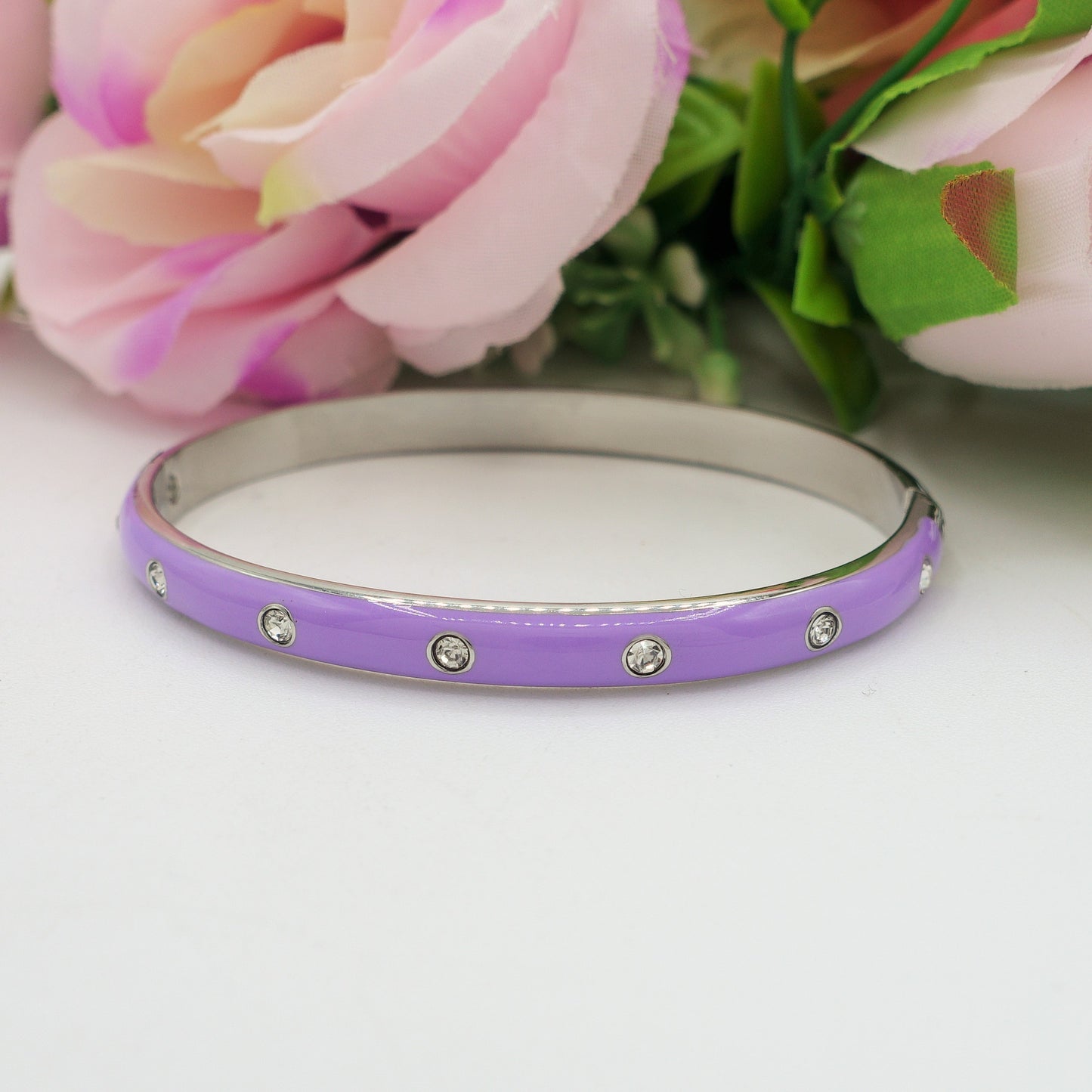 RIO ~ Acciaio Inossidabile - Bracciale manetta smaltato con cubic zirconia