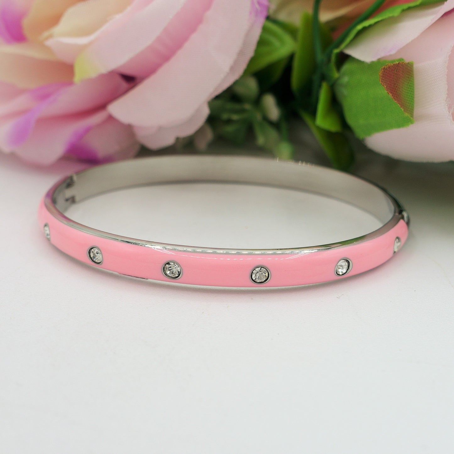 RIO ~ Acciaio Inossidabile - Bracciale manetta smaltato con cubic zirconia