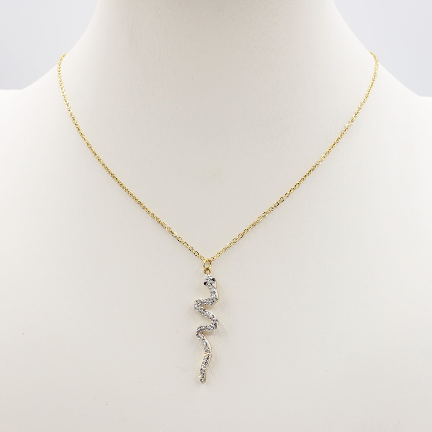 MAGNESIA - ACCIAIO INOSSIDABILE- collana con pendente serpente in cubic zirconia