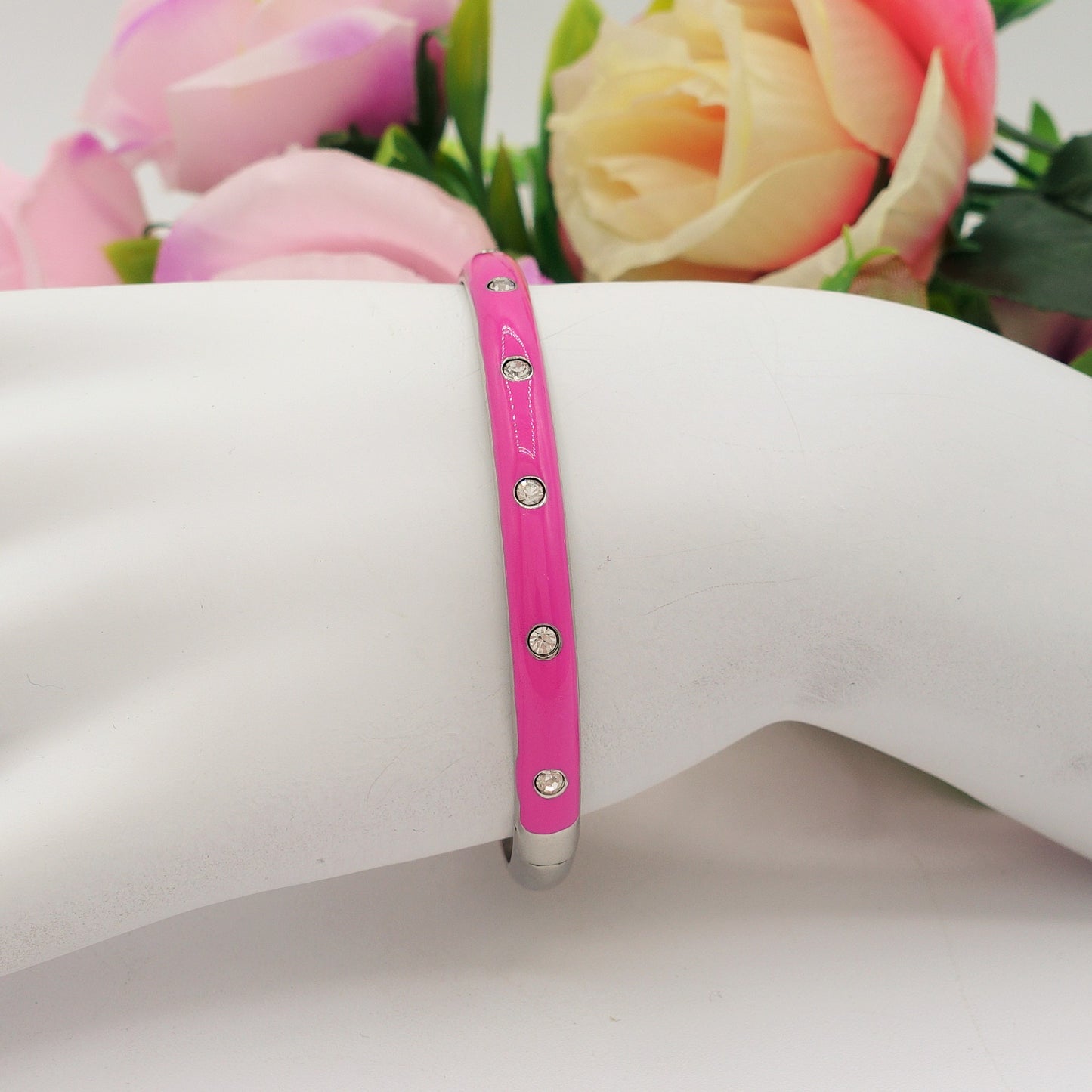 RIO ~ Acciaio Inossidabile - Bracciale manetta smaltato con cubic zirconia