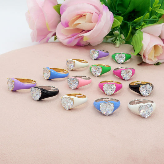 ISABELLE FLUO ~ Anello in ACCIAIO INOSSIDABILE smaltato con CUBIC ZIRCONIA