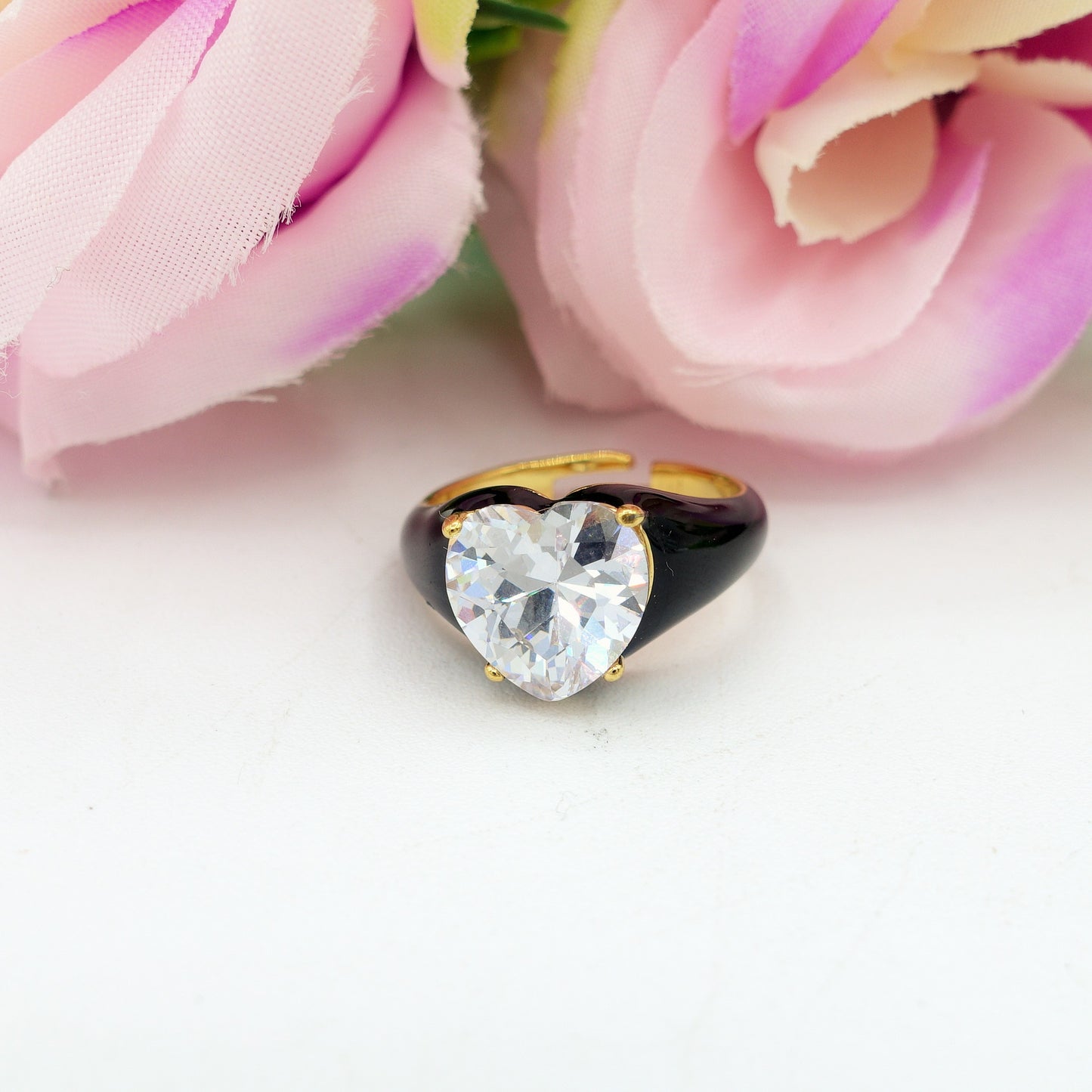 ISABELLE FLUO ~ Anello in ACCIAIO INOSSIDABILE smaltato con CUBIC ZIRCONIA