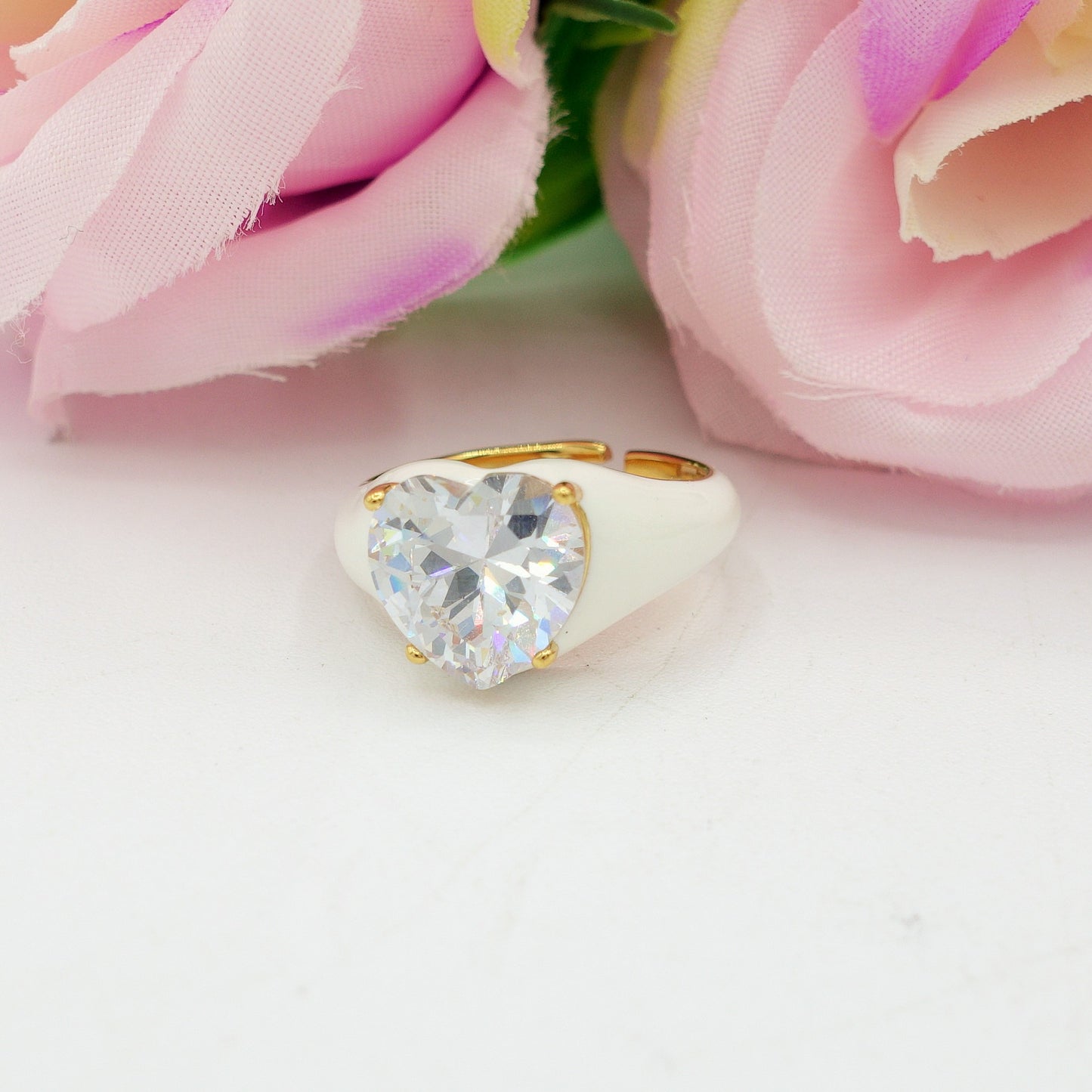 ISABELLE FLUO ~ Anello in ACCIAIO INOSSIDABILE smaltato con CUBIC ZIRCONIA