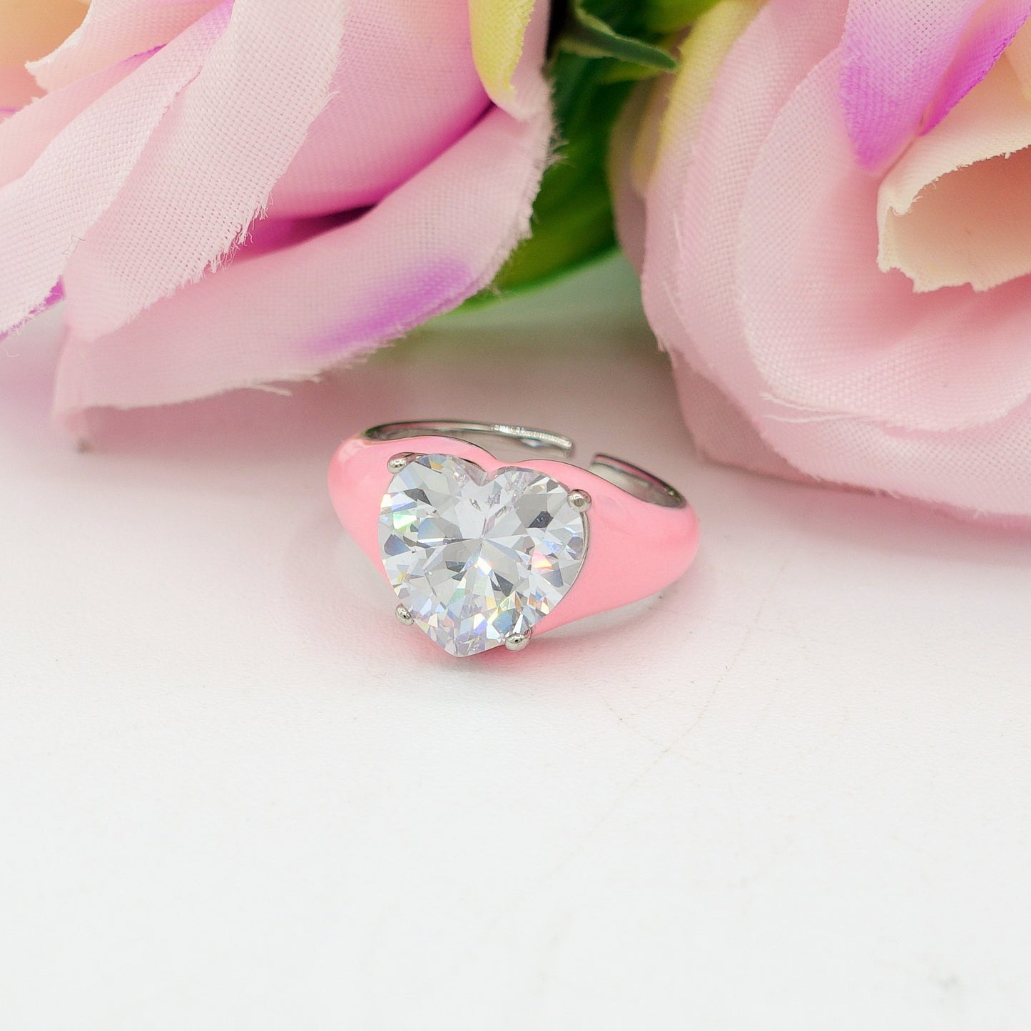 ISABELLE FLUO ~ Anello in ACCIAIO INOSSIDABILE smaltato con CUBIC ZIRCONIA