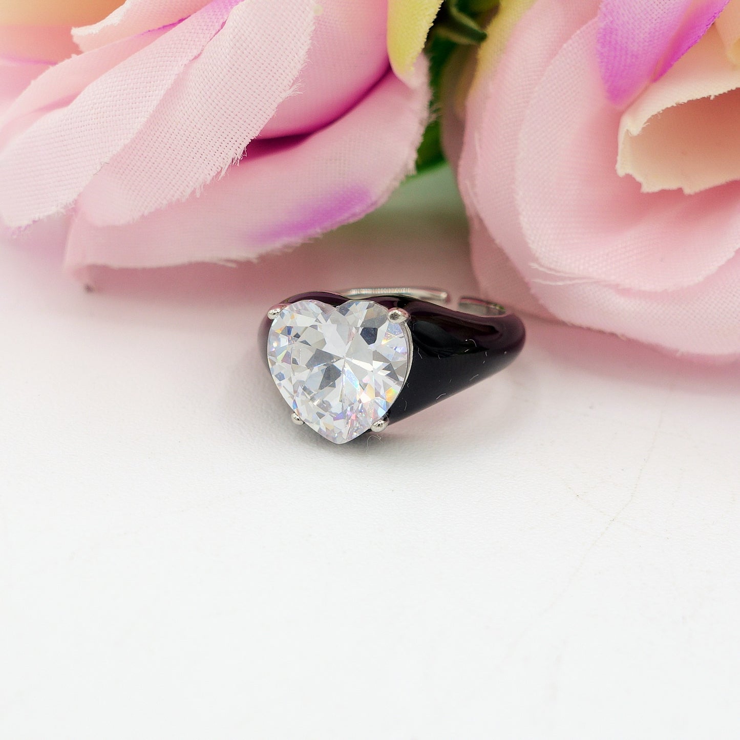 ISABELLE FLUO ~ Anello in ACCIAIO INOSSIDABILE smaltato con CUBIC ZIRCONIA