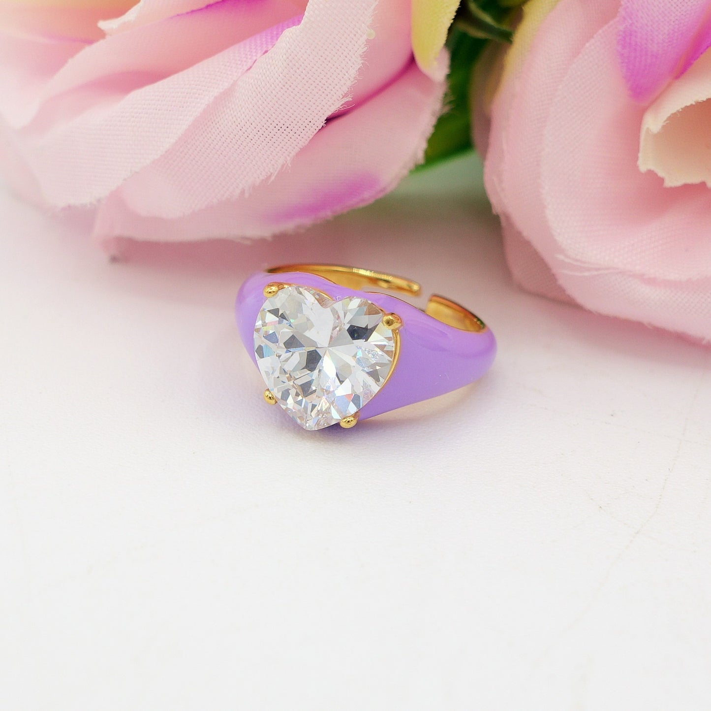 ISABELLE FLUO ~ Anello in ACCIAIO INOSSIDABILE smaltato con CUBIC ZIRCONIA