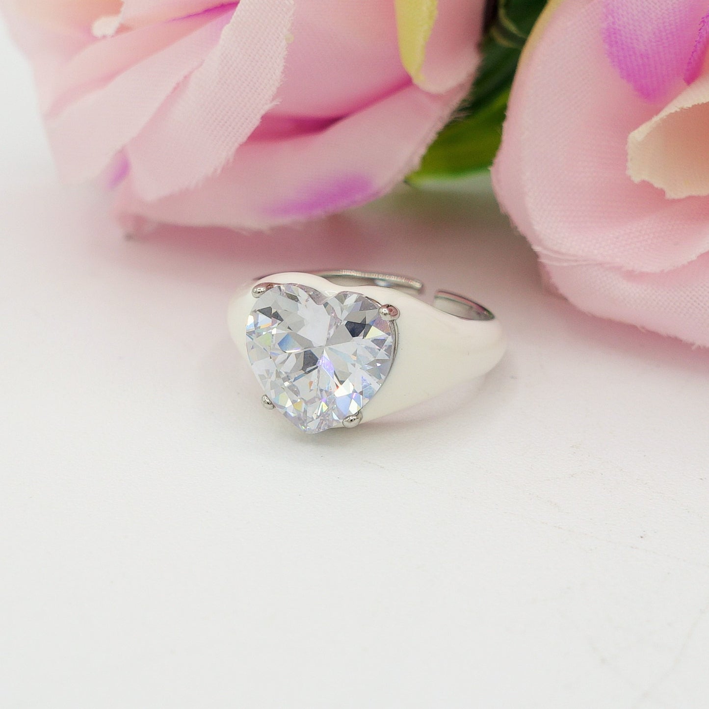 ISABELLE FLUO ~ Anello in ACCIAIO INOSSIDABILE smaltato con CUBIC ZIRCONIA