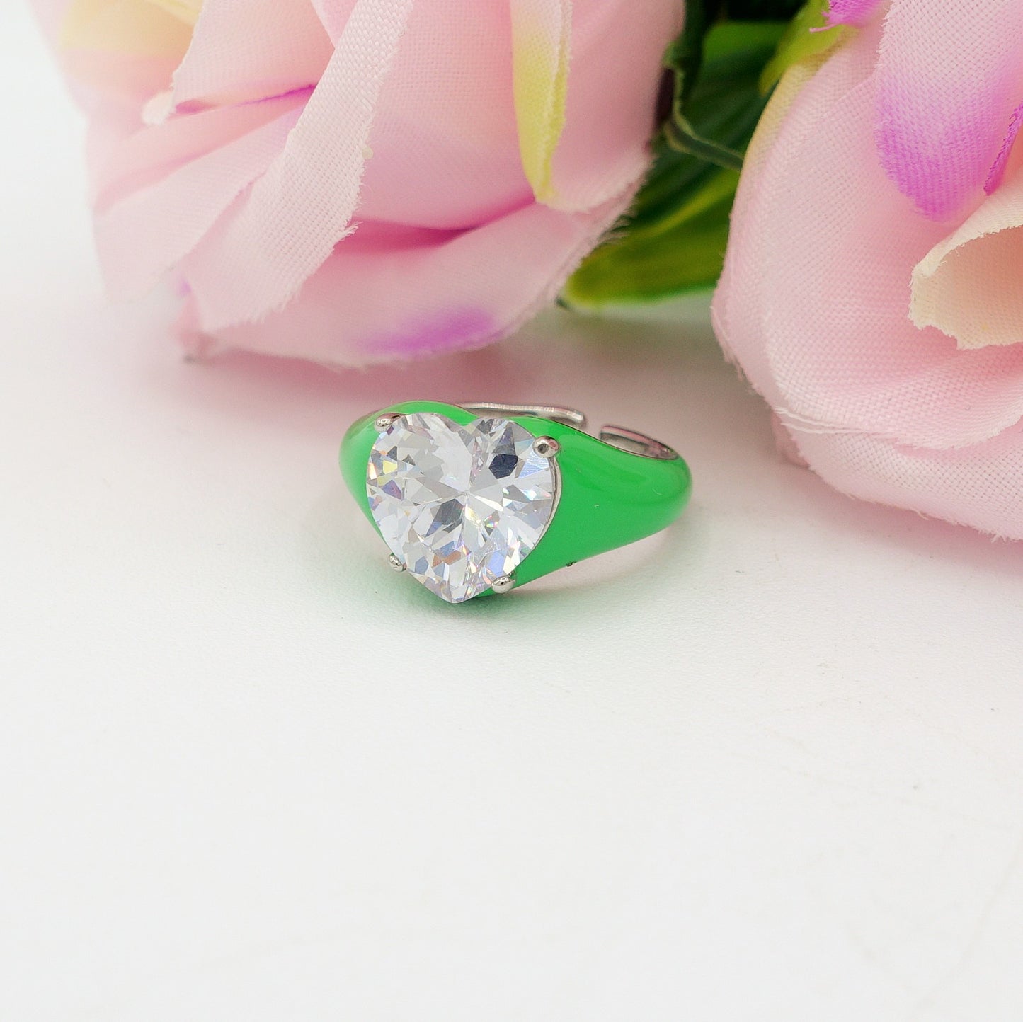 ISABELLE FLUO ~ Anello in ACCIAIO INOSSIDABILE smaltato con CUBIC ZIRCONIA