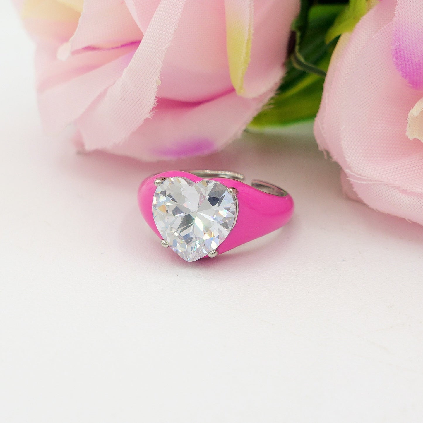 ISABELLE FLUO ~ Anello in ACCIAIO INOSSIDABILE smaltato con CUBIC ZIRCONIA