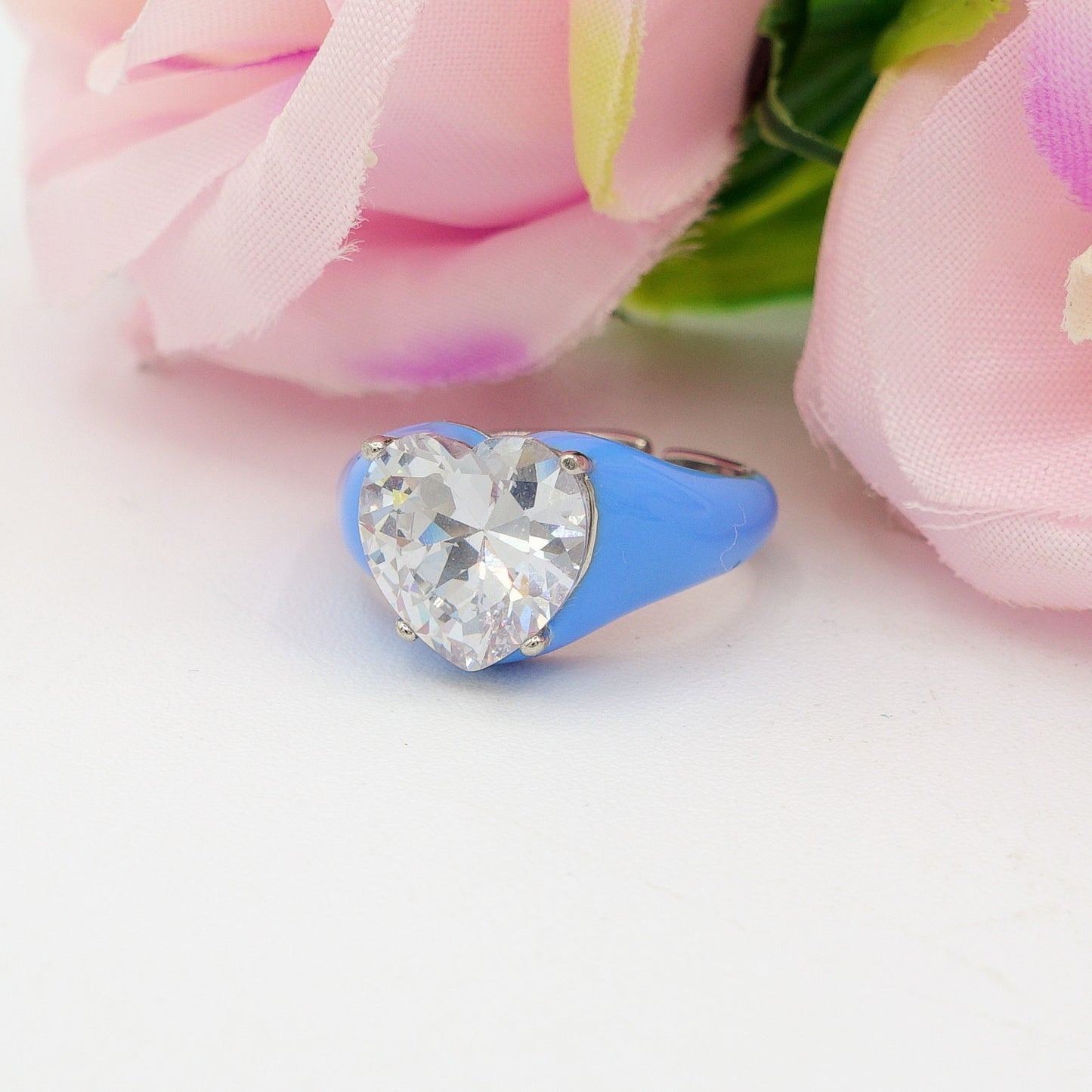 ISABELLE FLUO ~ Anello in ACCIAIO INOSSIDABILE smaltato con CUBIC ZIRCONIA