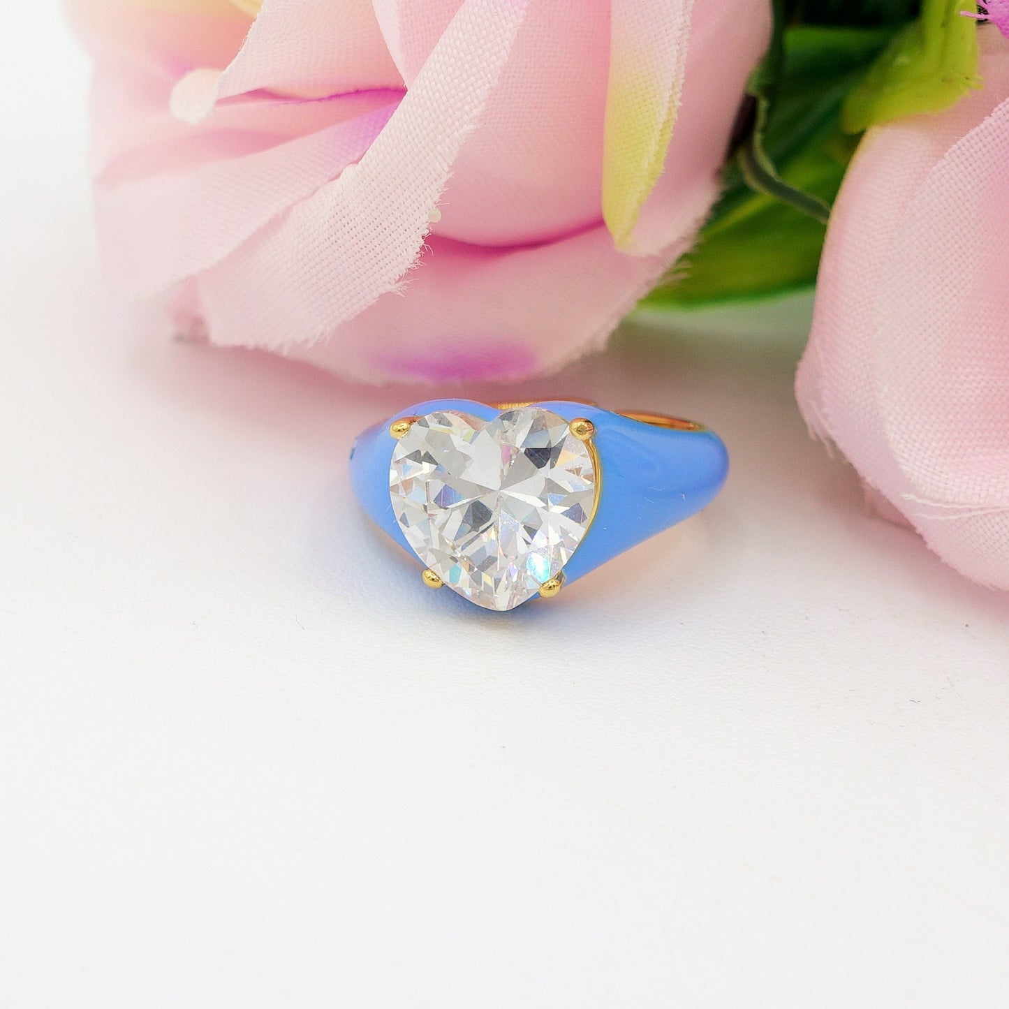 ISABELLE FLUO ~ Anello in ACCIAIO INOSSIDABILE smaltato con CUBIC ZIRCONIA
