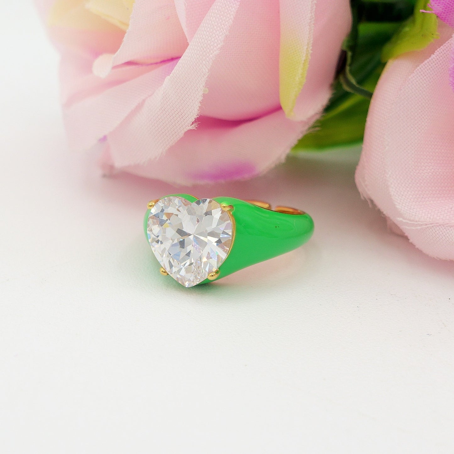 ISABELLE FLUO ~ Anello in ACCIAIO INOSSIDABILE smaltato con CUBIC ZIRCONIA