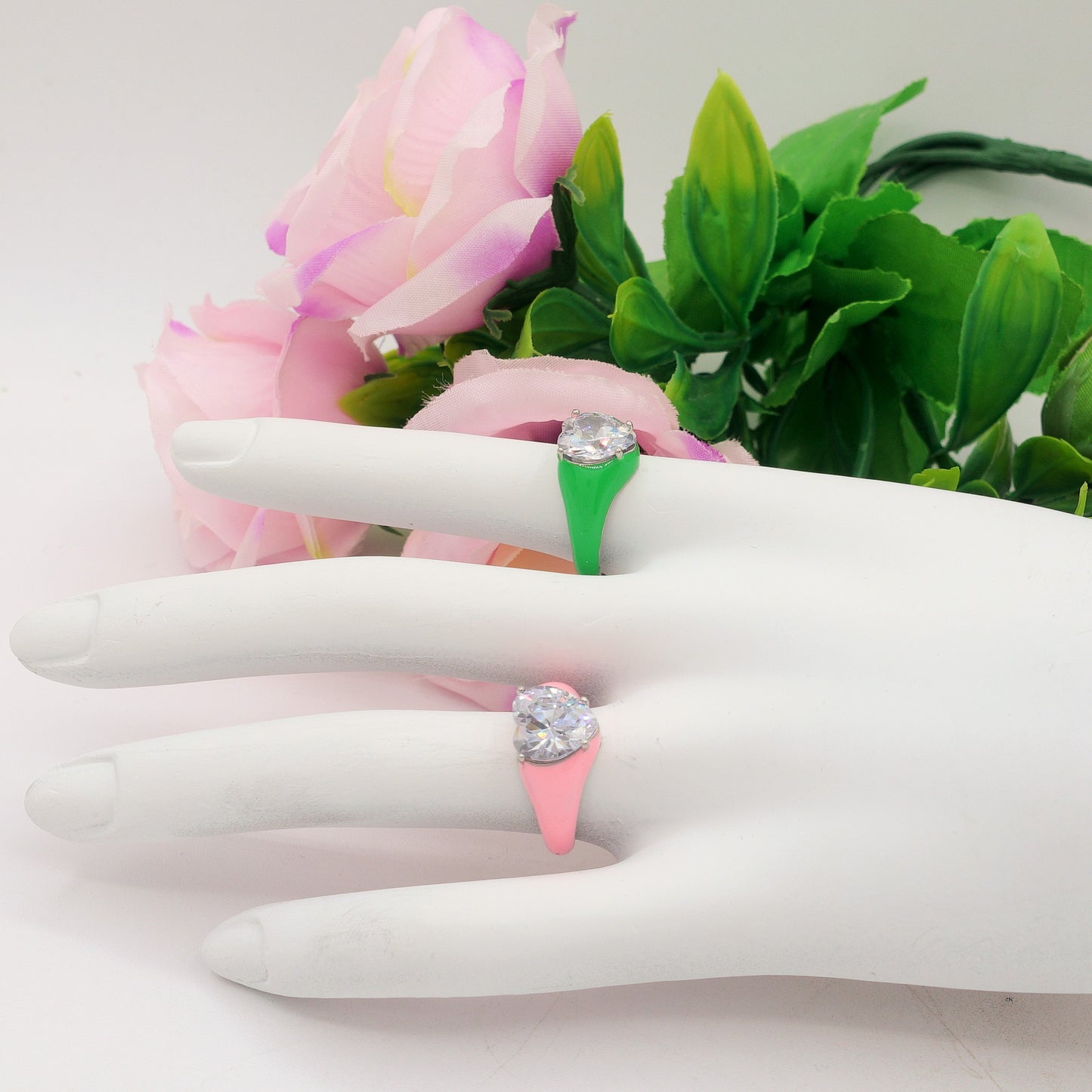ISABELLE FLUO ~ Anello in ACCIAIO INOSSIDABILE smaltato con CUBIC ZIRCONIA