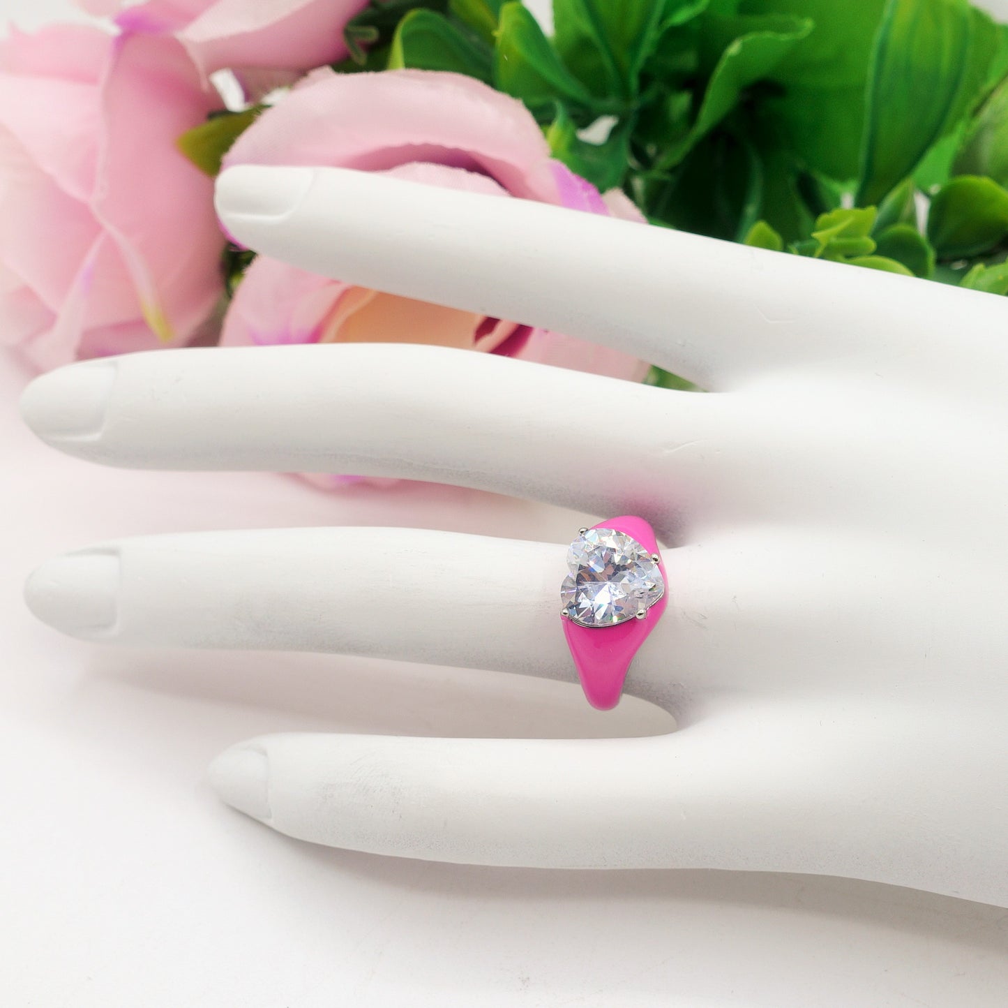 ISABELLE FLUO ~ Anello in ACCIAIO INOSSIDABILE smaltato con CUBIC ZIRCONIA