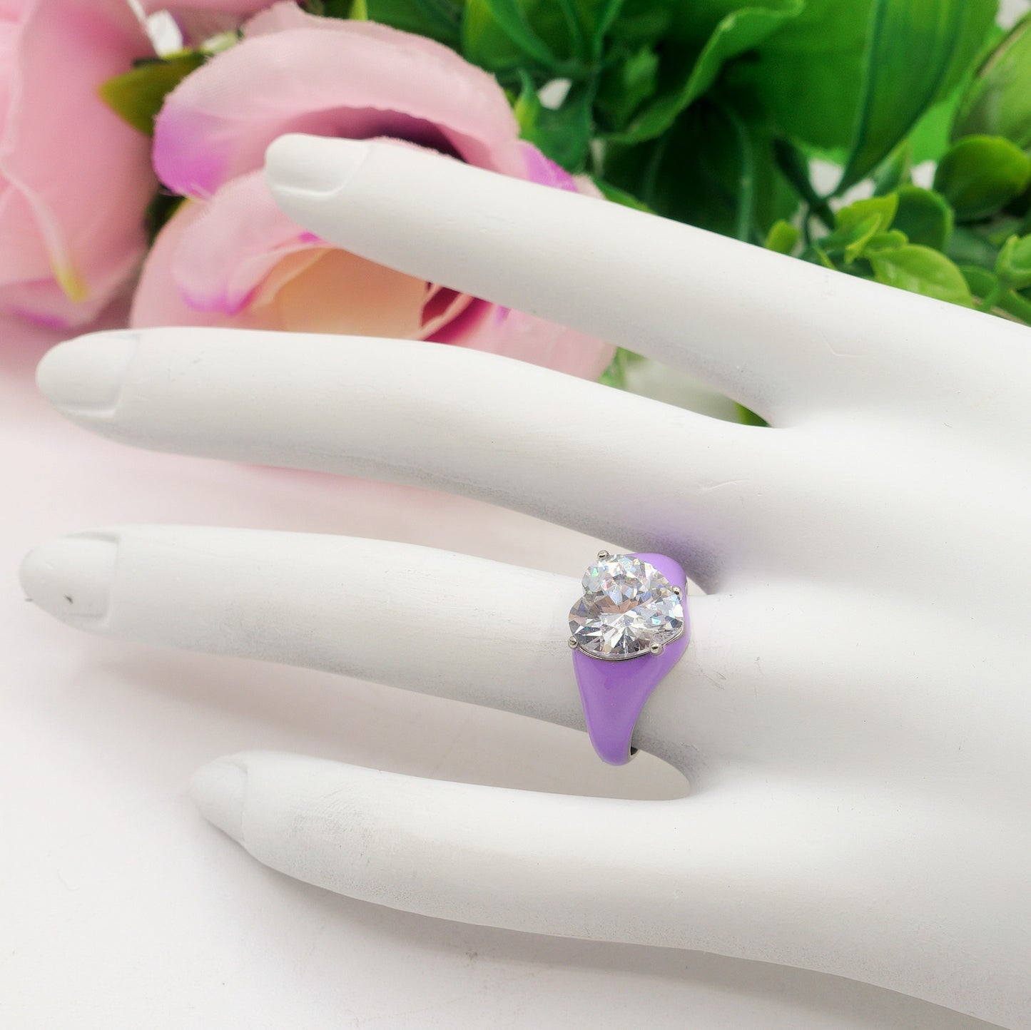 ISABELLE FLUO ~ Anello in ACCIAIO INOSSIDABILE smaltato con CUBIC ZIRCONIA