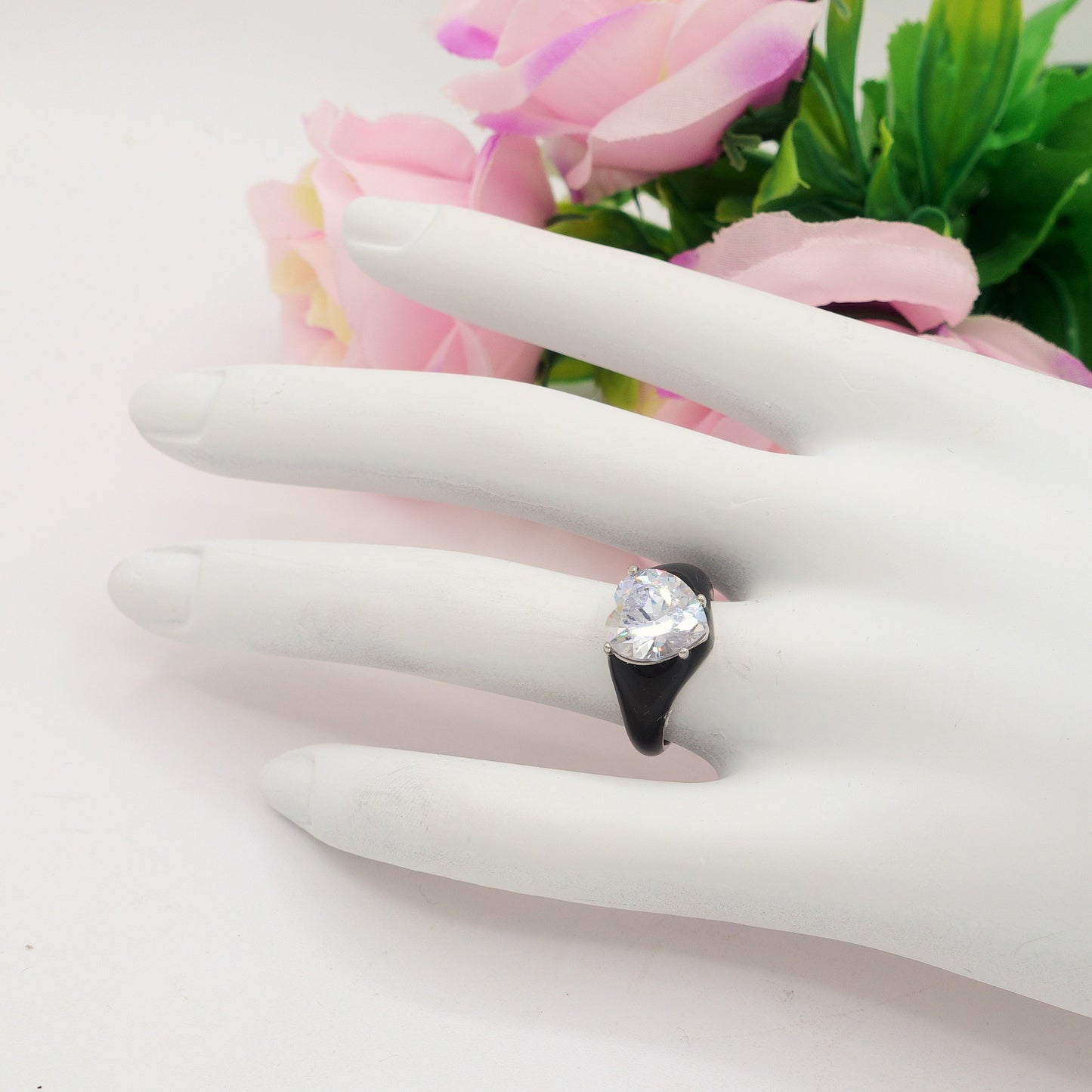 ISABELLE FLUO ~ Anello in ACCIAIO INOSSIDABILE smaltato con CUBIC ZIRCONIA
