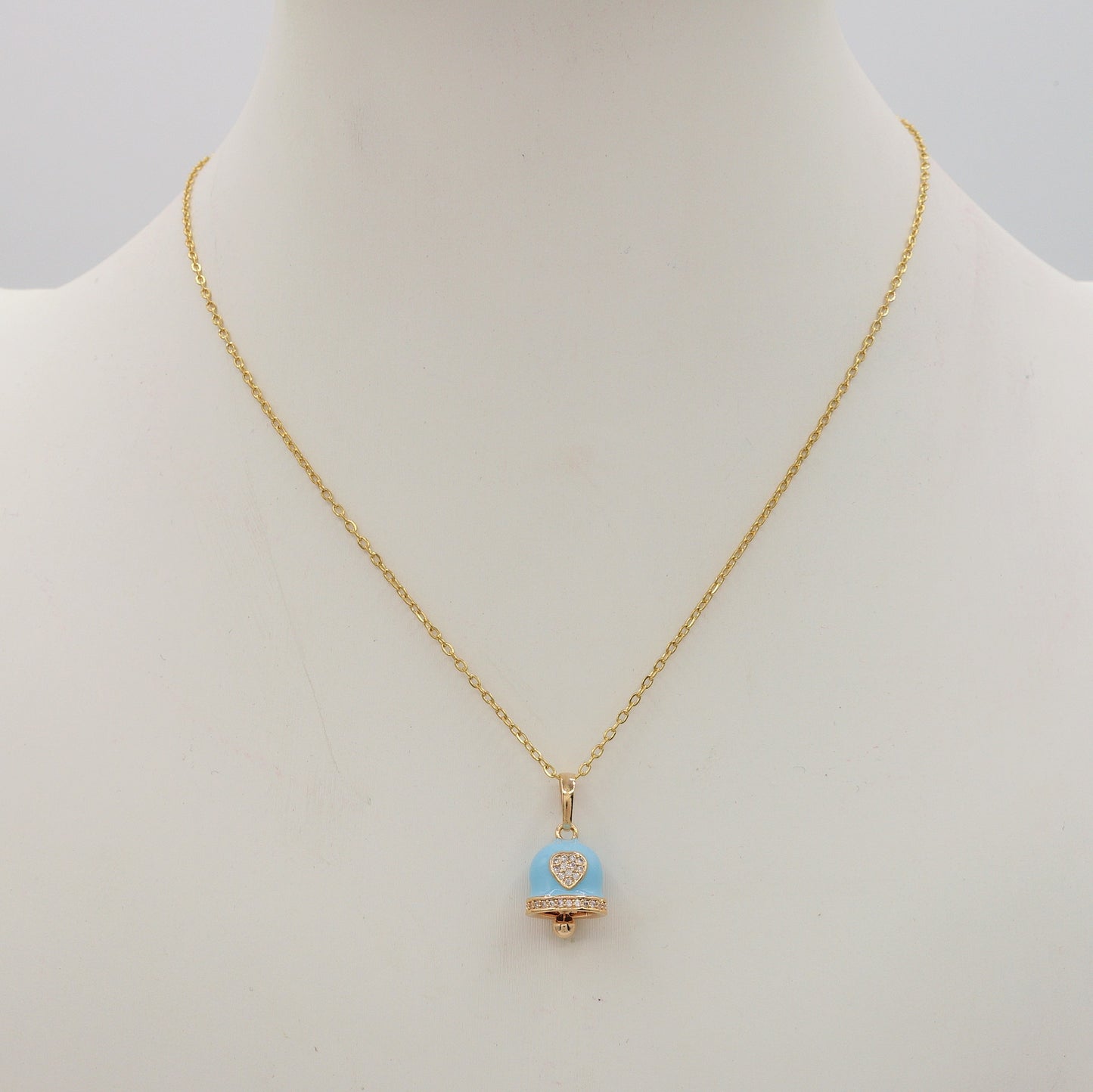 TINKERBELL RAINBOW - ACCIAIO INOSSIDABILE- Collana con pendente campanella smaltata e cubic zirconia