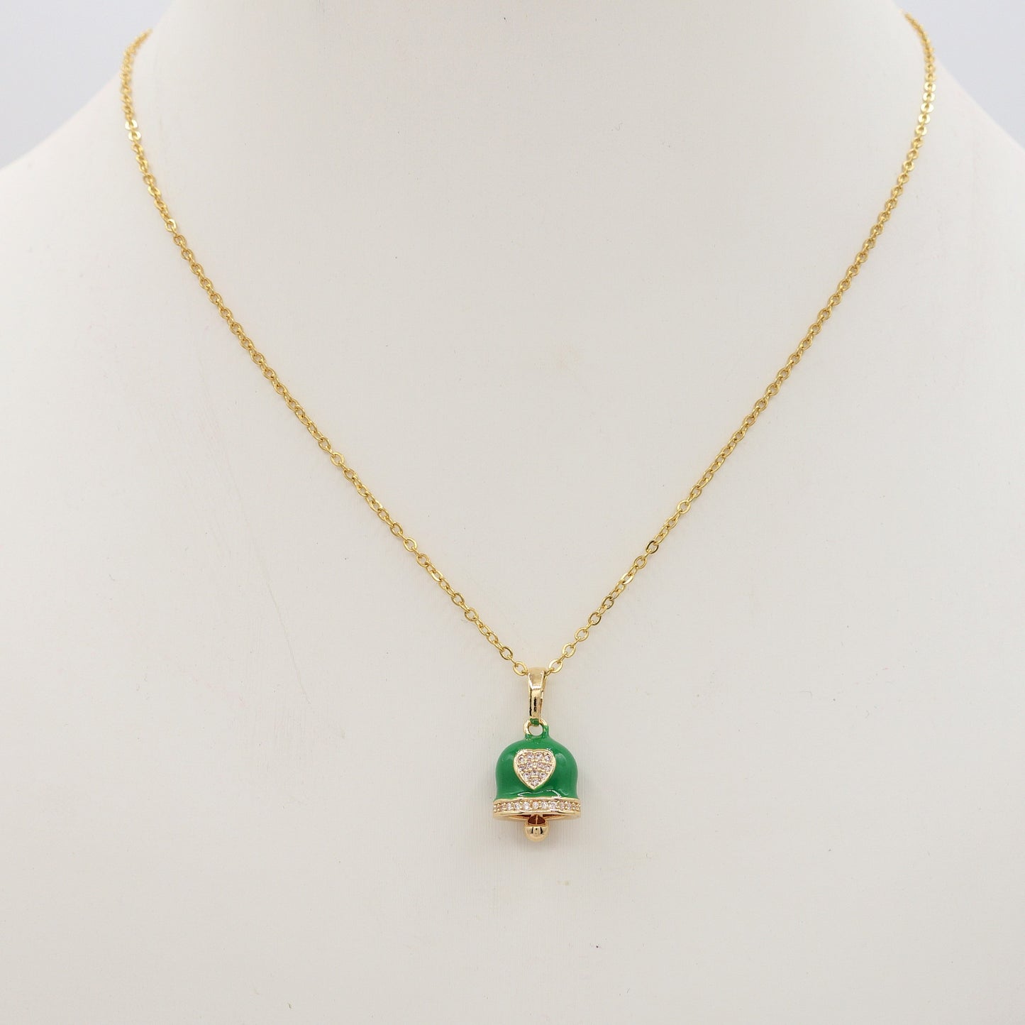 TINKERBELL RAINBOW - ACCIAIO INOSSIDABILE- Collana con pendente campanella smaltata e cubic zirconia