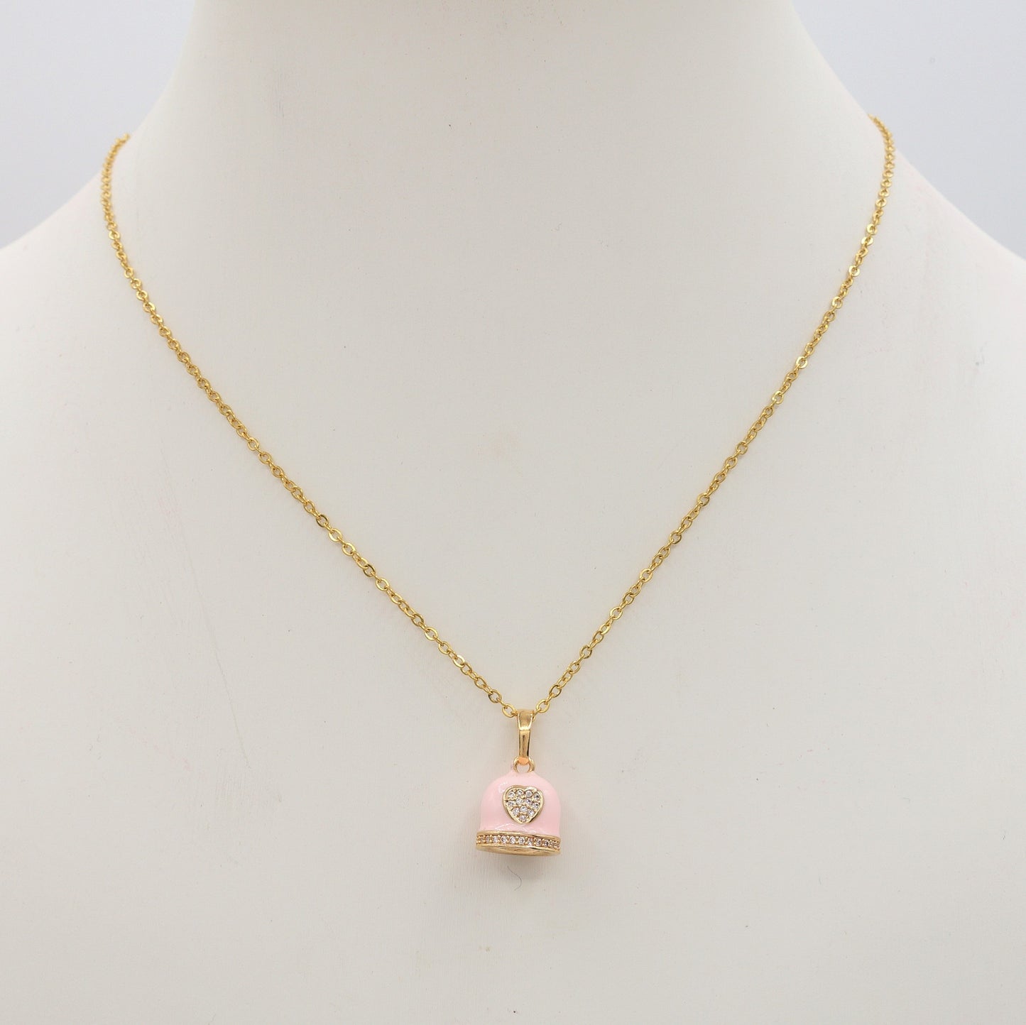 TINKERBELL RAINBOW - ACCIAIO INOSSIDABILE- Collana con pendente campanella smaltata e cubic zirconia