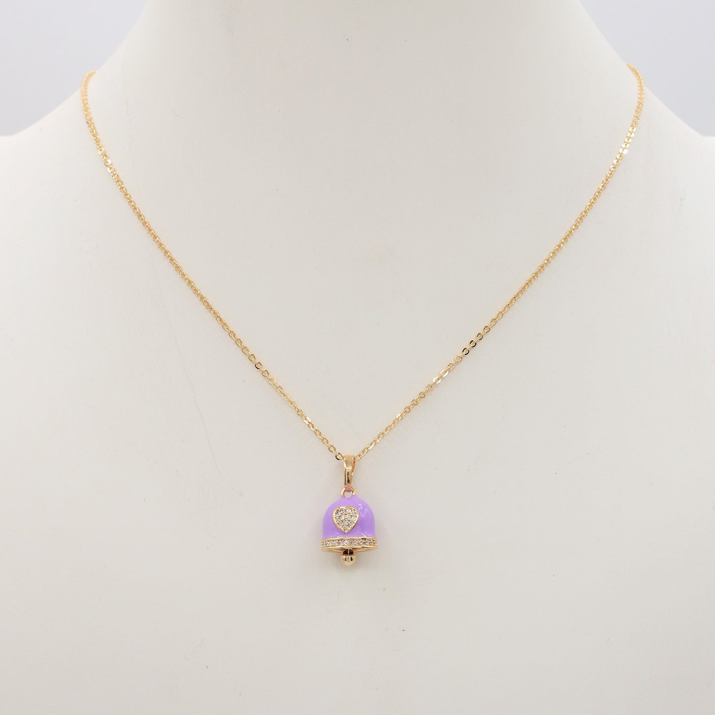 TINKERBELL RAINBOW - ACCIAIO INOSSIDABILE- Collana con pendente campanella smaltata e cubic zirconia