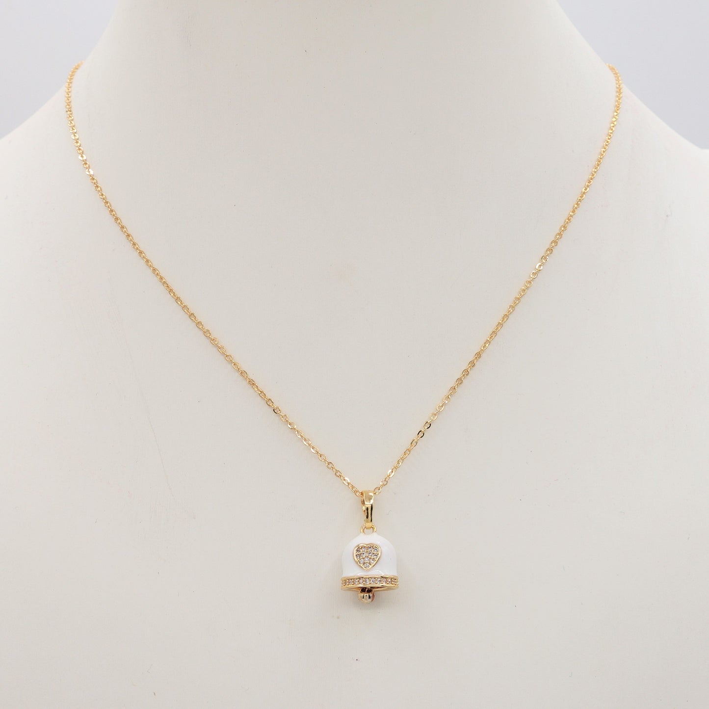 TINKERBELL RAINBOW - ACCIAIO INOSSIDABILE- Collana con pendente campanella smaltata e cubic zirconia