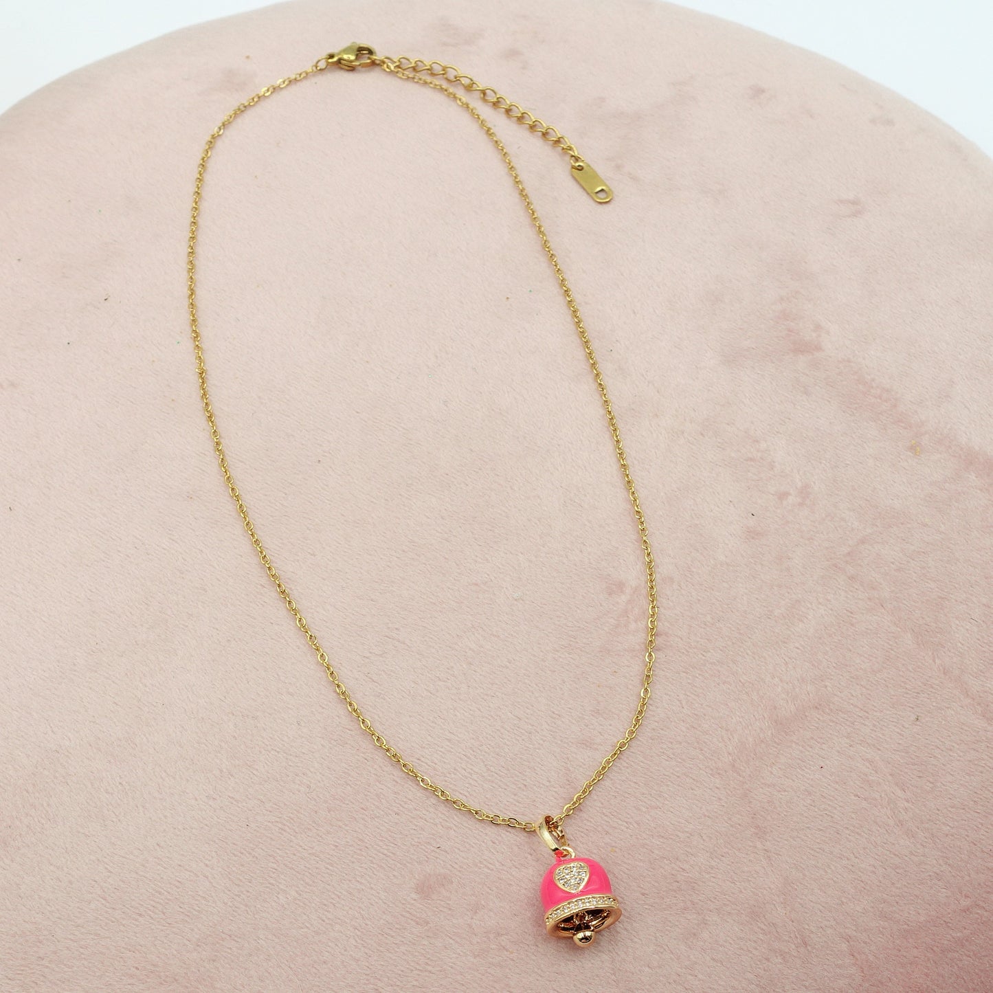 TINKERBELL RAINBOW - ACCIAIO INOSSIDABILE- Collana con pendente campanella smaltata e cubic zirconia