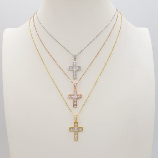 YVETTE - ACCIAIO INOSSIDABILE- Collana con pendente croce in cubic zirconia