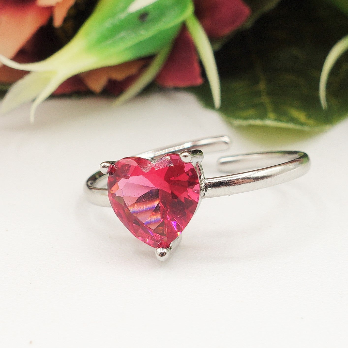 AURORA RED SET ~ Acciaio Inossidabile - Collana, bracciale tennis + Anello in cubic zirconia