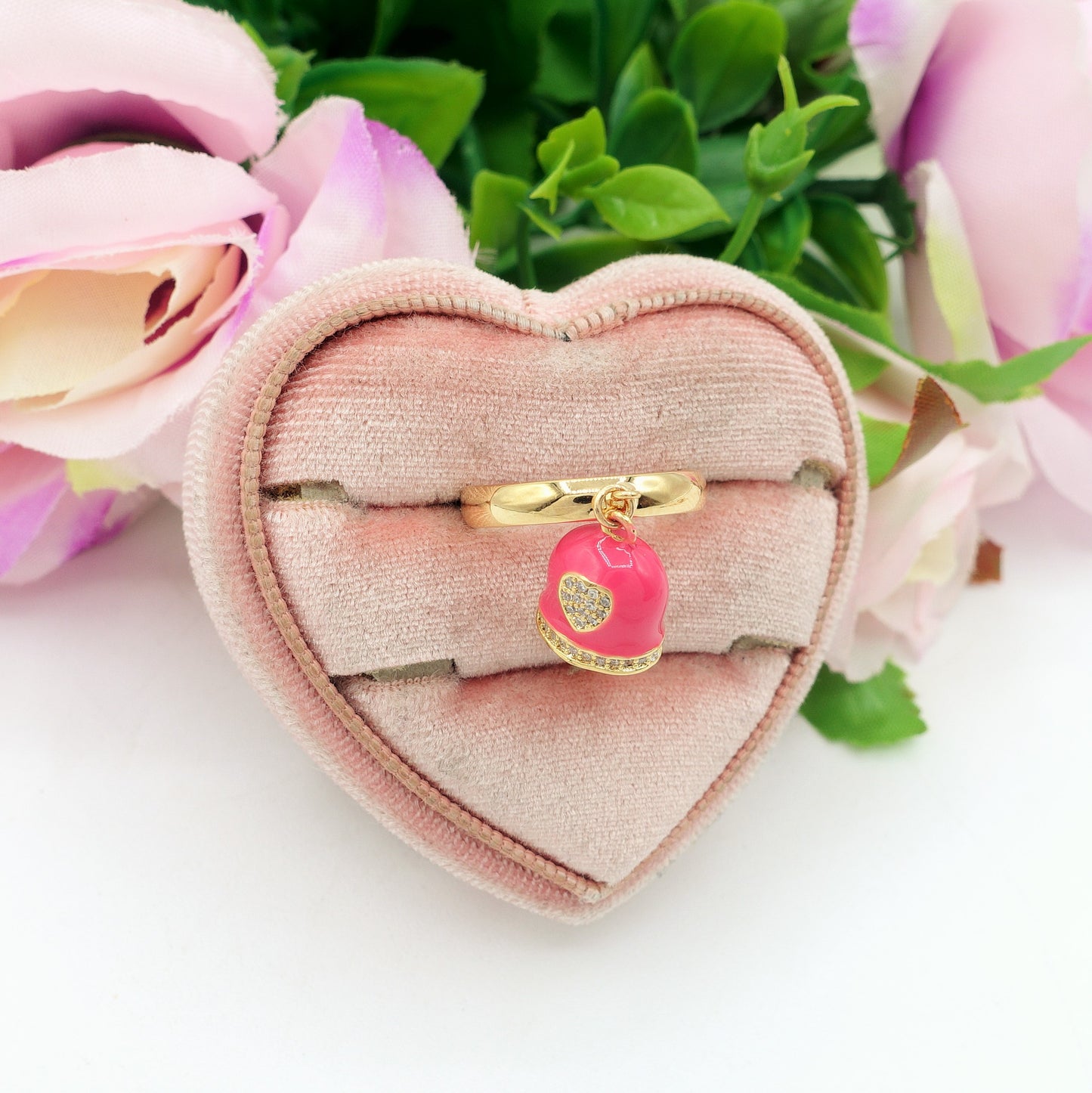 TINKERBELL RAINBOW - Anello a campanella con Cubic Zirconia a forma di cuore