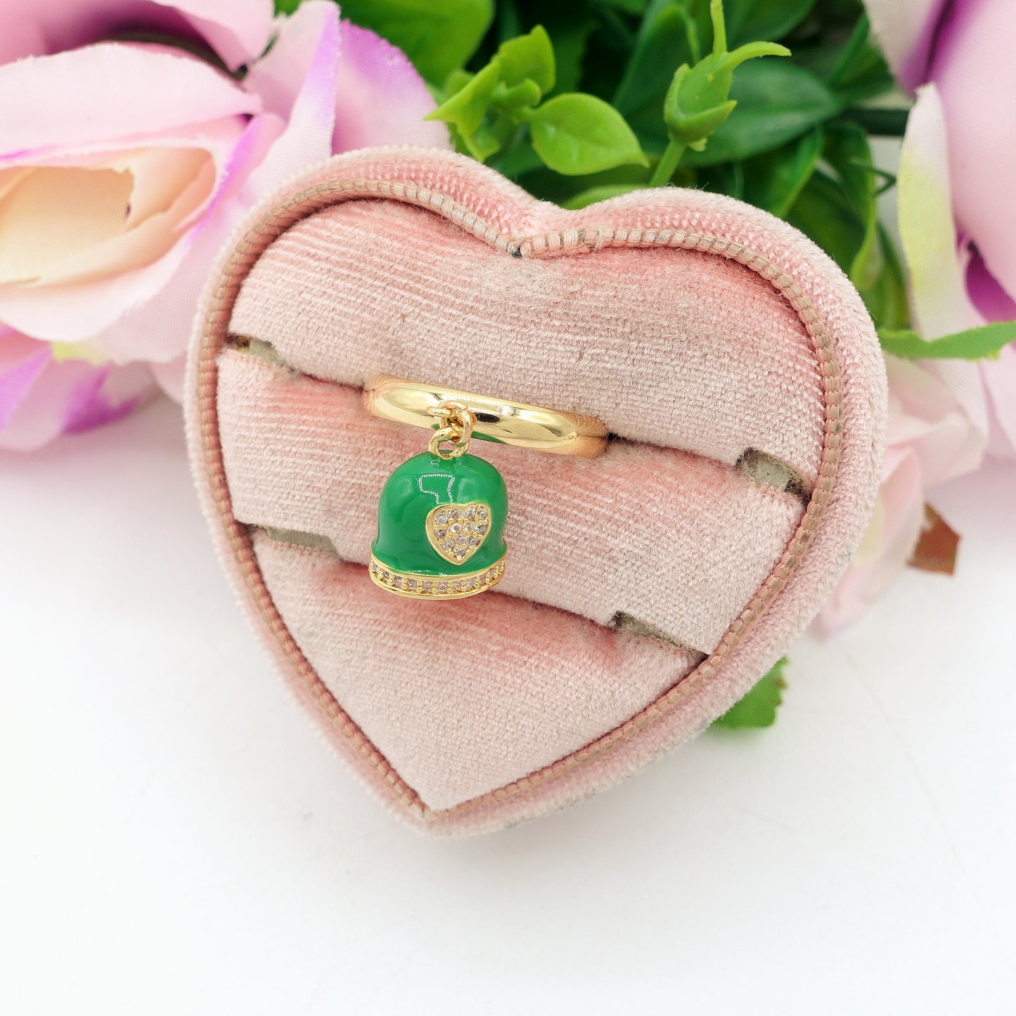 TINKERBELL RAINBOW - Anello a campanella con Cubic Zirconia a forma di cuore