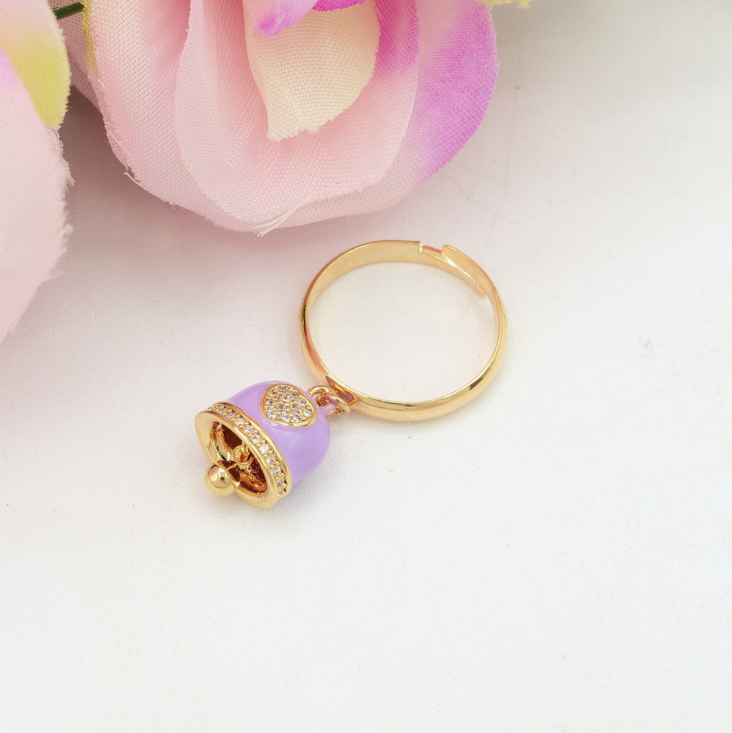 TINKERBELL RAINBOW - Anello a campanella con Cubic Zirconia a forma di cuore