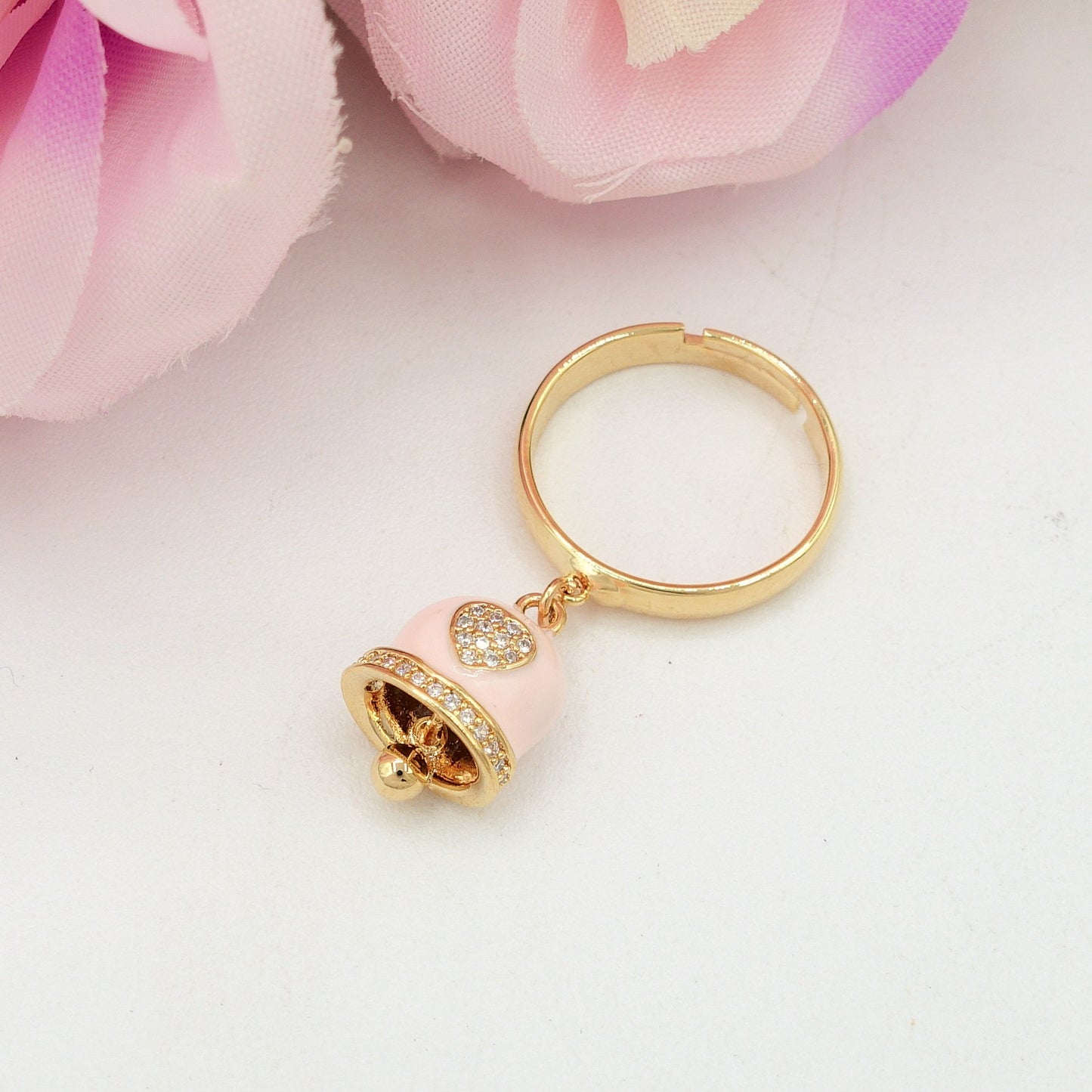 TINKERBELL RAINBOW - Anello a campanella con Cubic Zirconia a forma di cuore