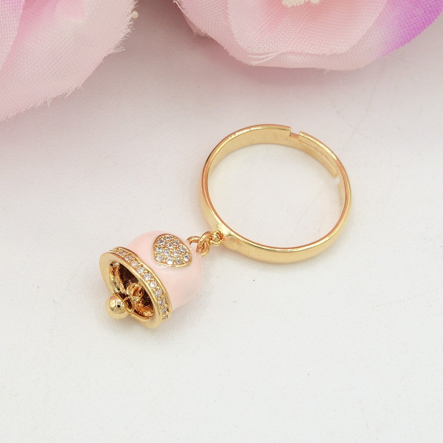TINKERBELL RAINBOW - Anello a campanella con Cubic Zirconia a forma di cuore
